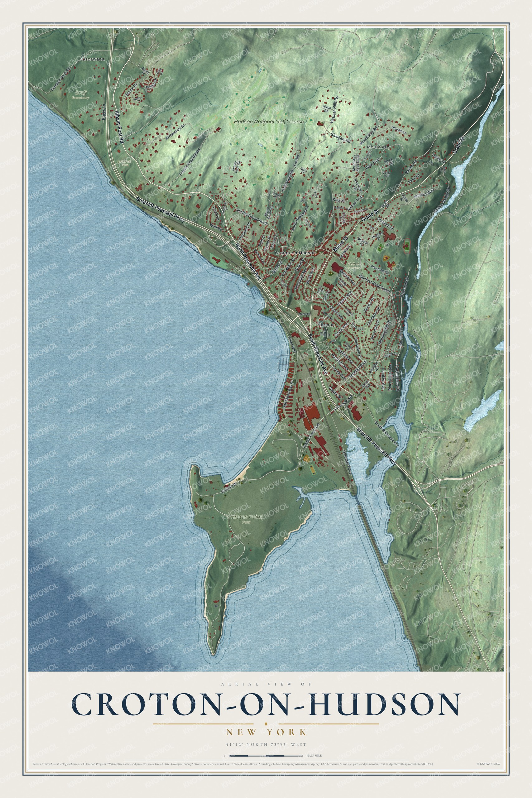 Watermarked full-map preview of Croton-on-Hudson, New York