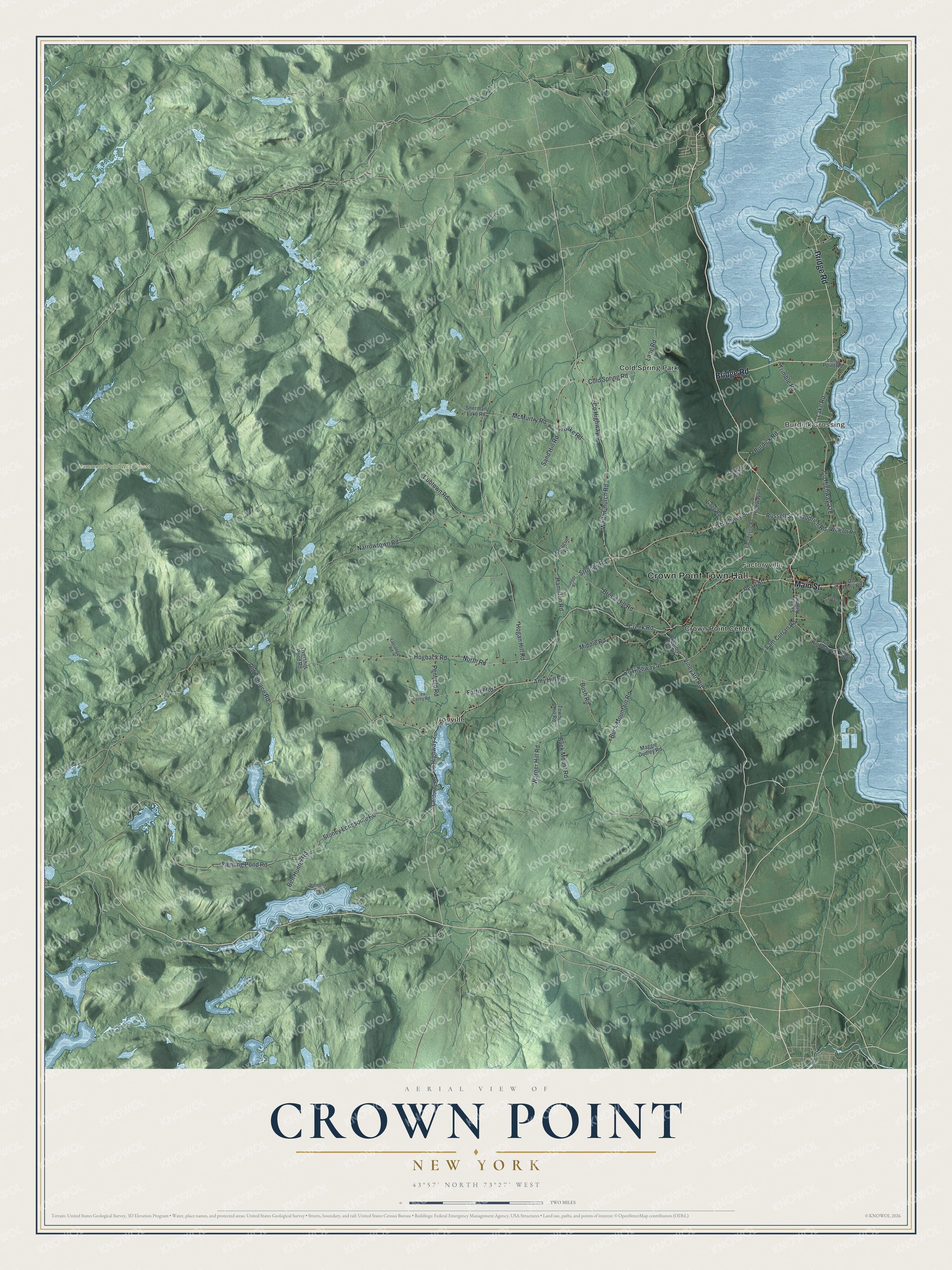 Watermarked full-map preview of Crown Point, New York