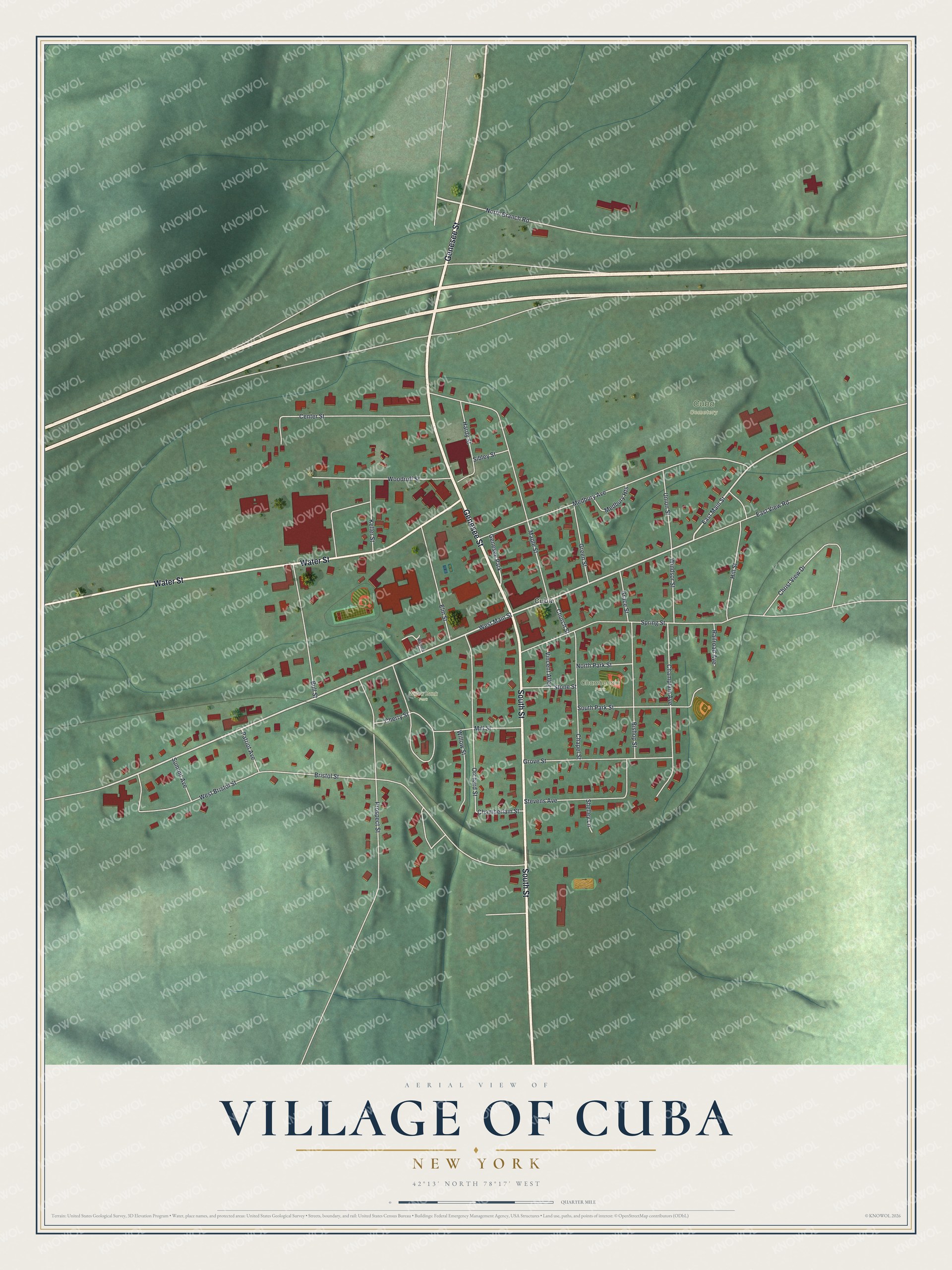 Watermarked full-map preview of Cuba, New York