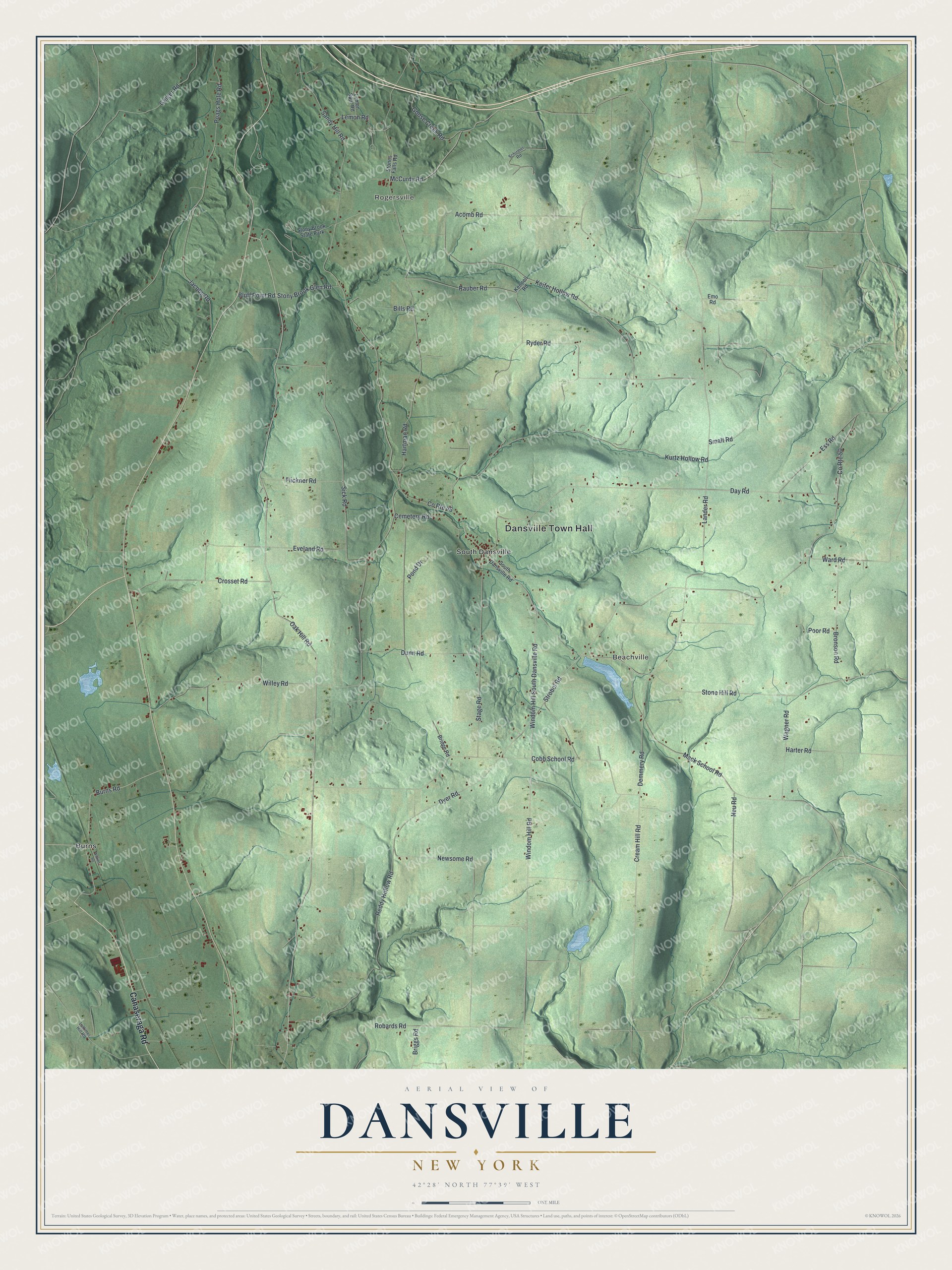 Watermarked full-map preview of Dansville, New York