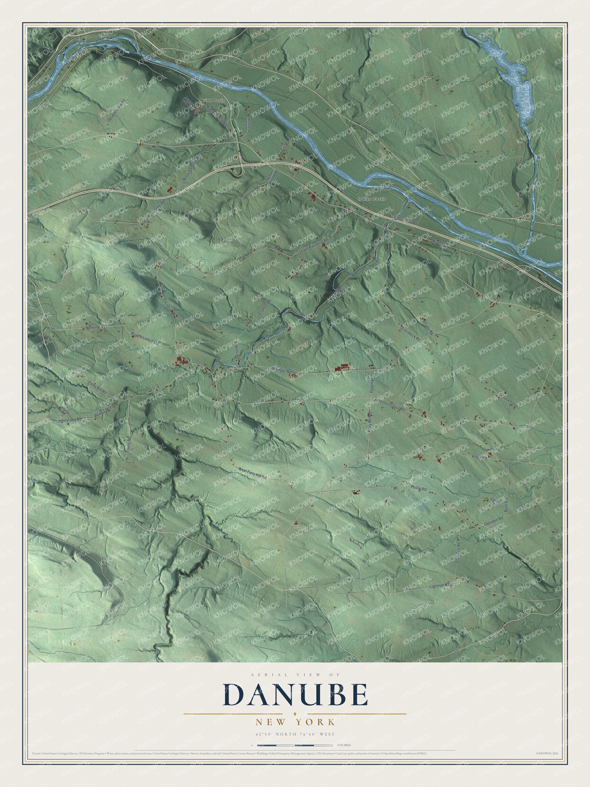 Watermarked full-map preview of Danube, New York