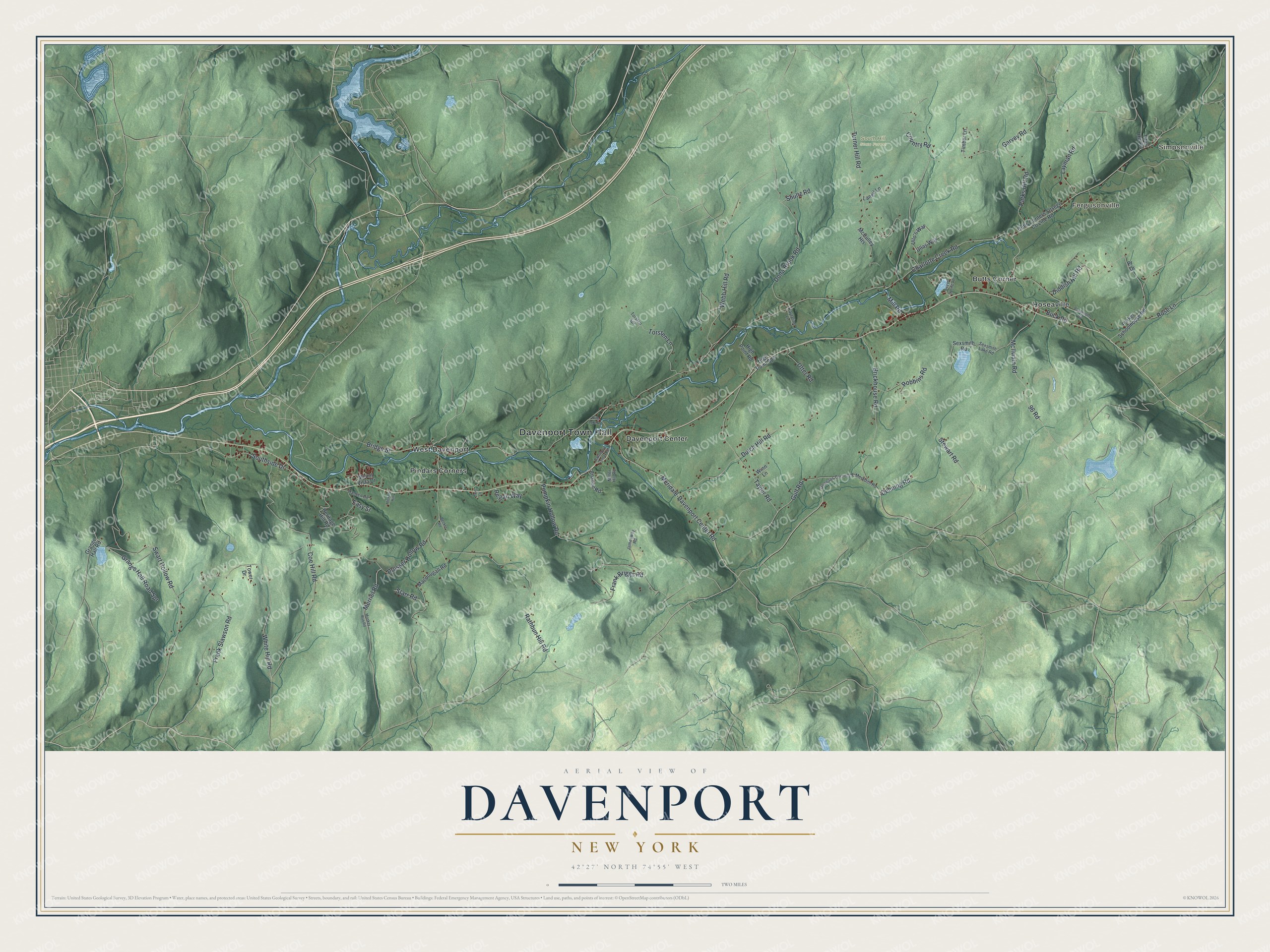 Watermarked full-map preview of Davenport, New York