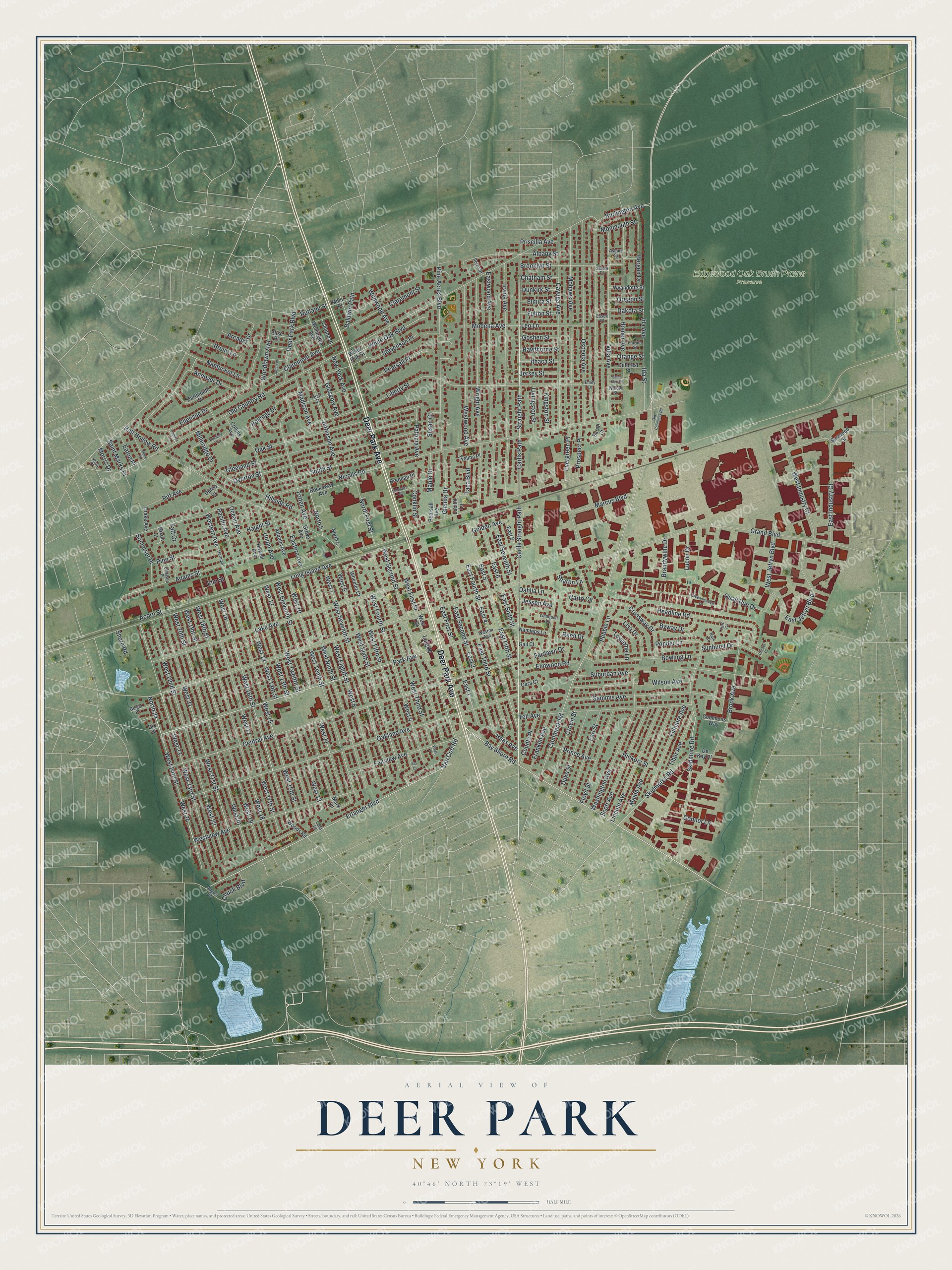 Watermarked full-map preview of Deer Park, New York