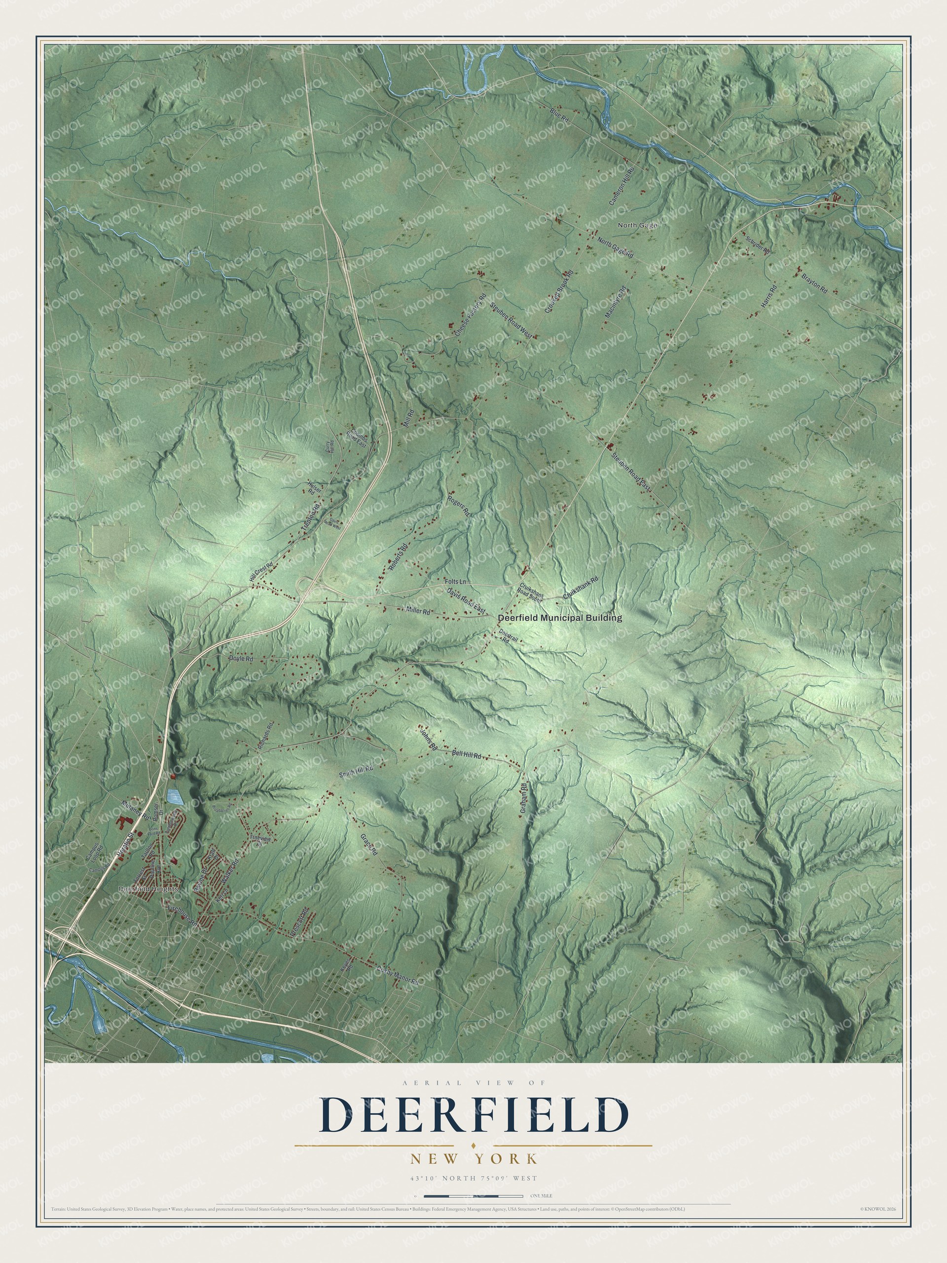 Watermarked full-map preview of Deerfield, New York