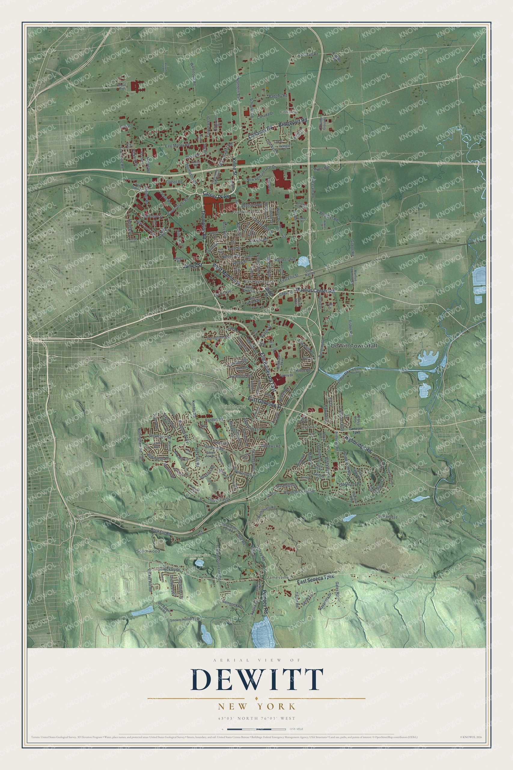 Watermarked full-map preview of DeWitt, New York