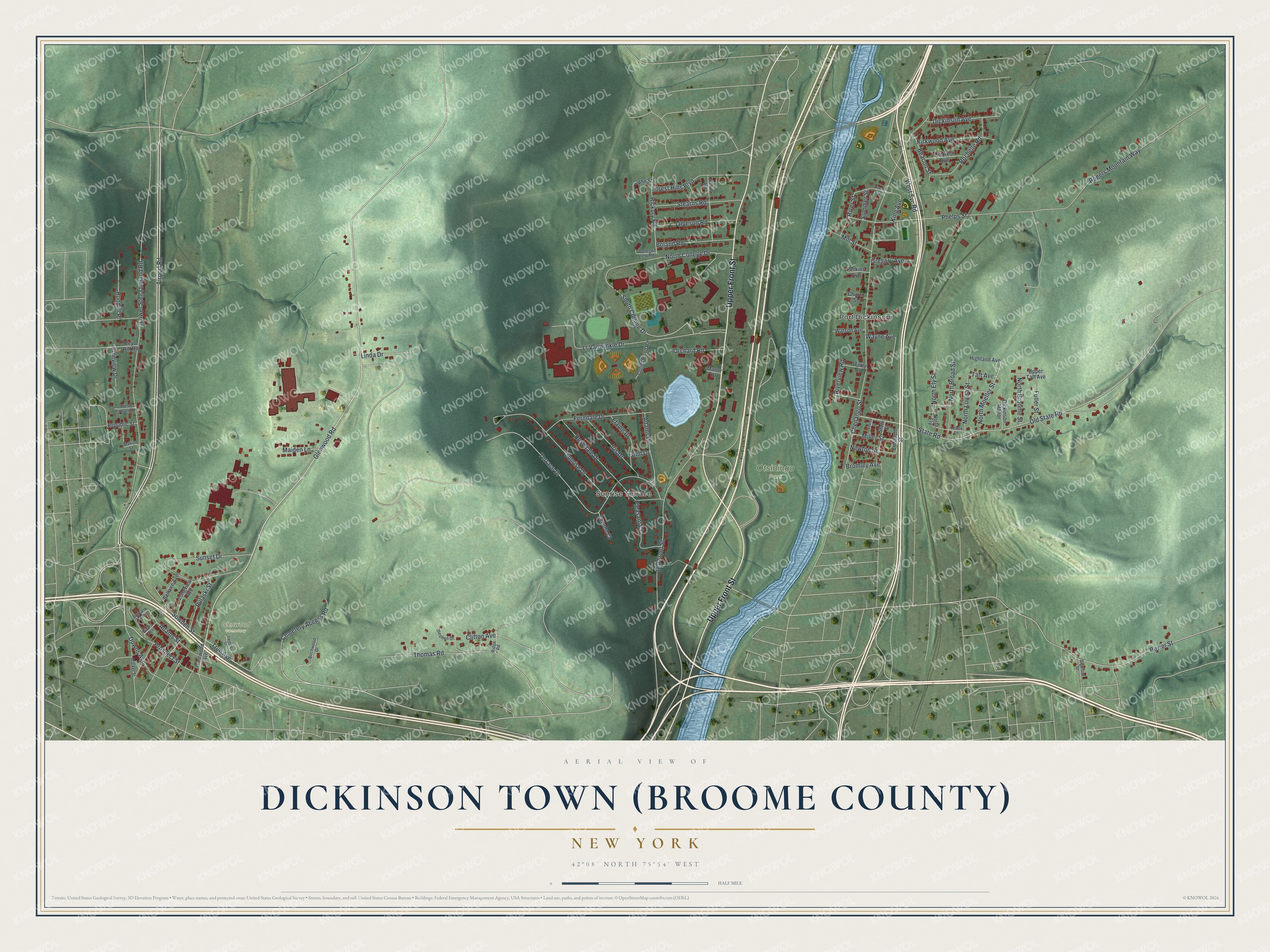 Watermarked full-map preview of Dickinson Town (Broome County), New York