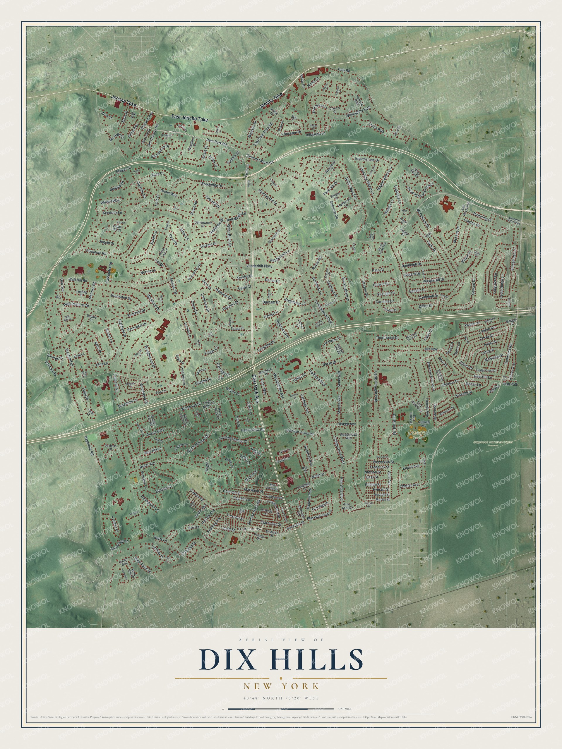 Watermarked full-map preview of Dix Hills, New York