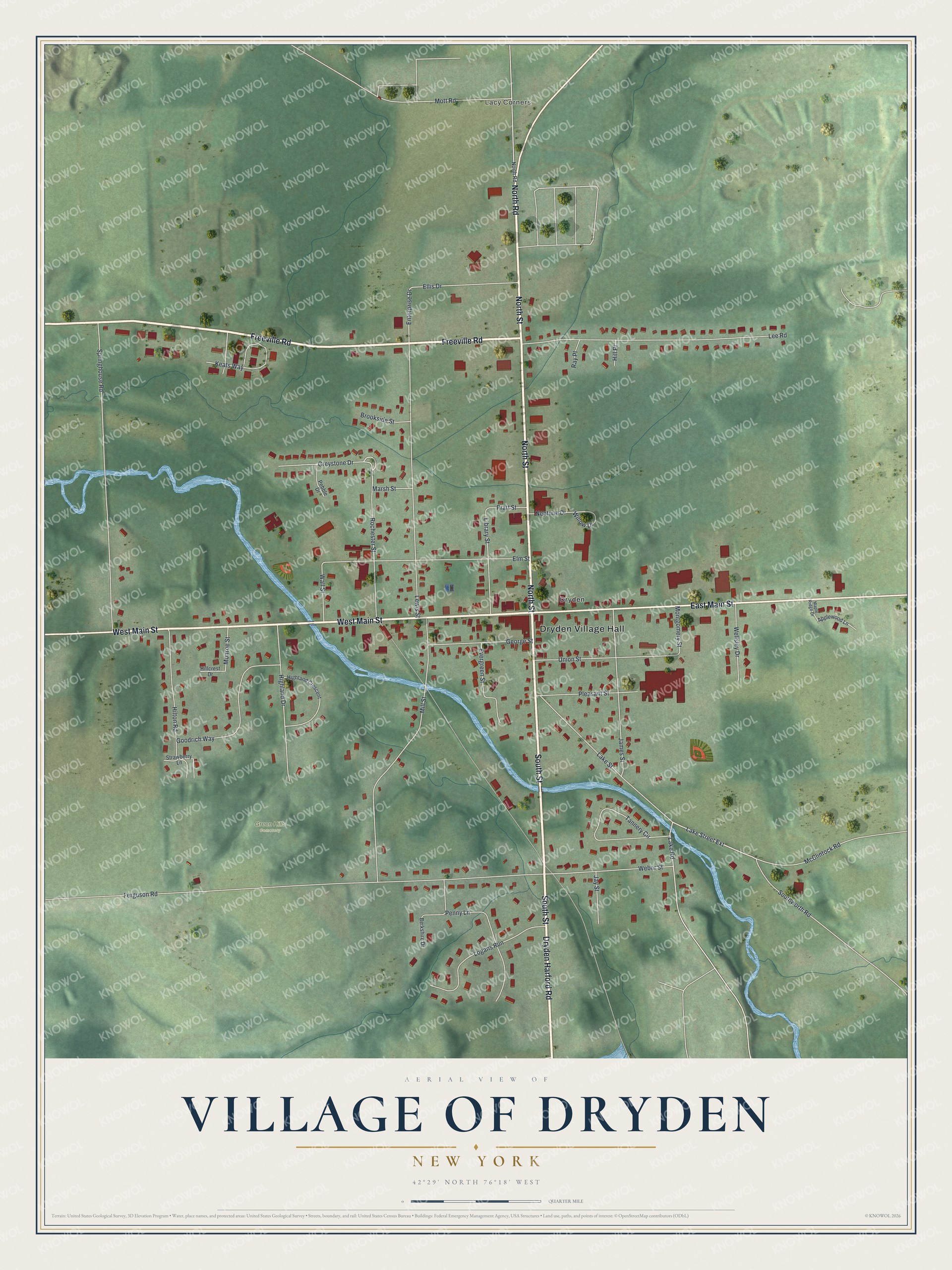 Watermarked full-map preview of Dryden, New York