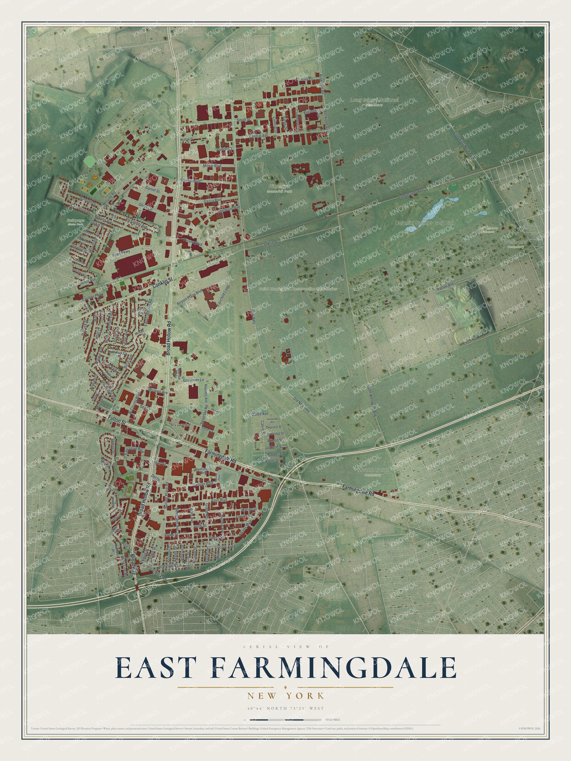 Watermarked full-map preview of East Farmingdale, New York