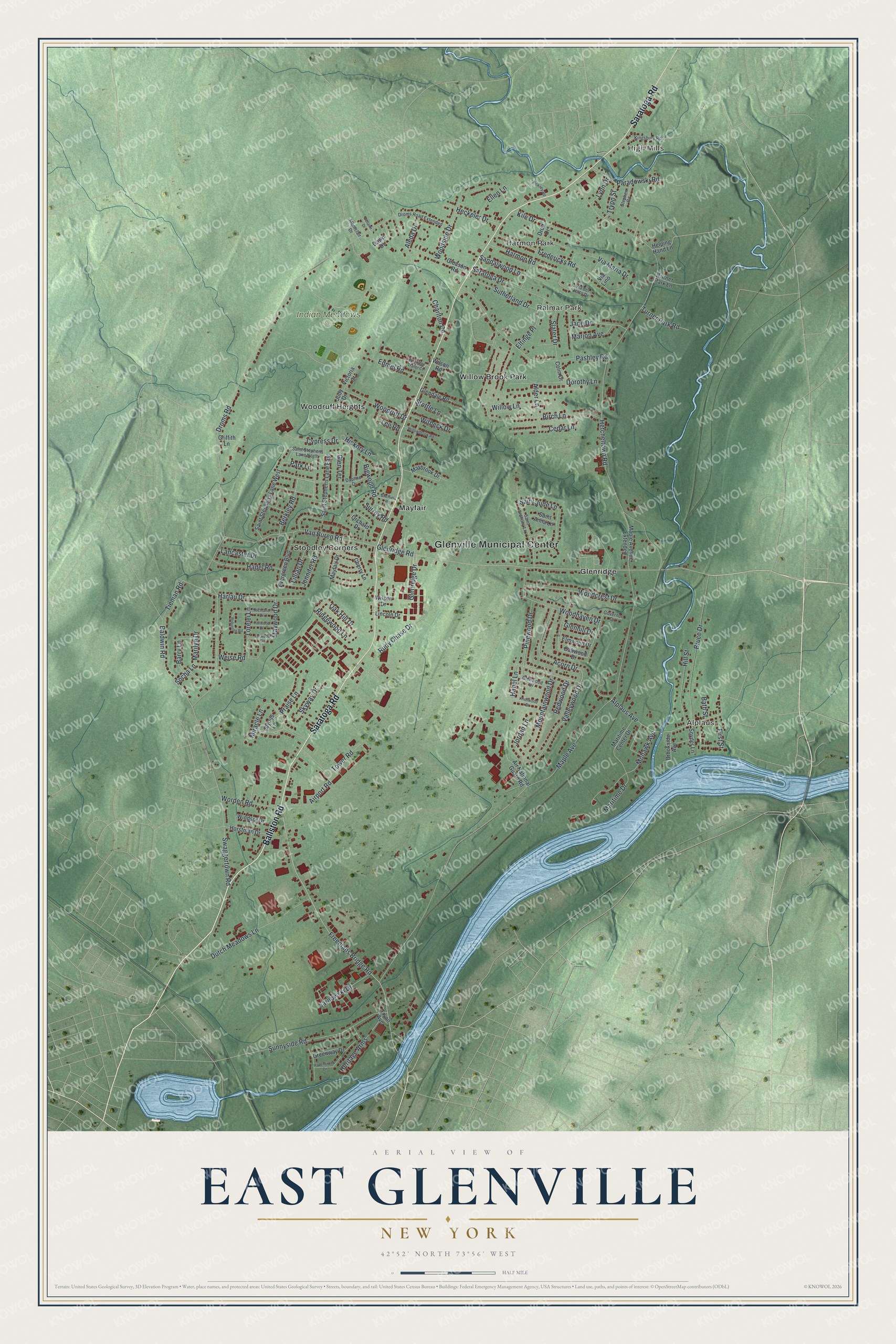 Watermarked full-map preview of East Glenville, New York