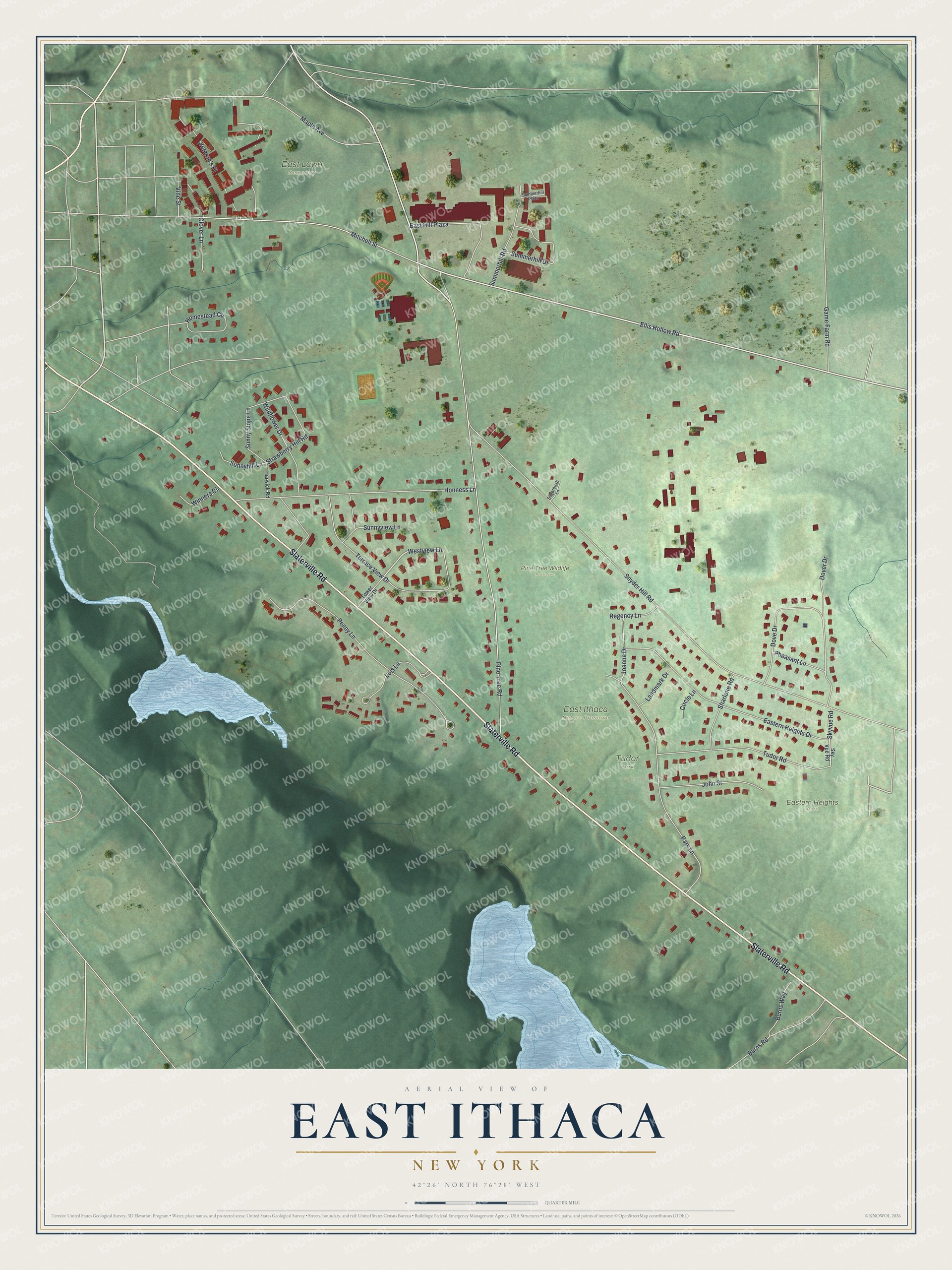 Watermarked full-map preview of East Ithaca, New York