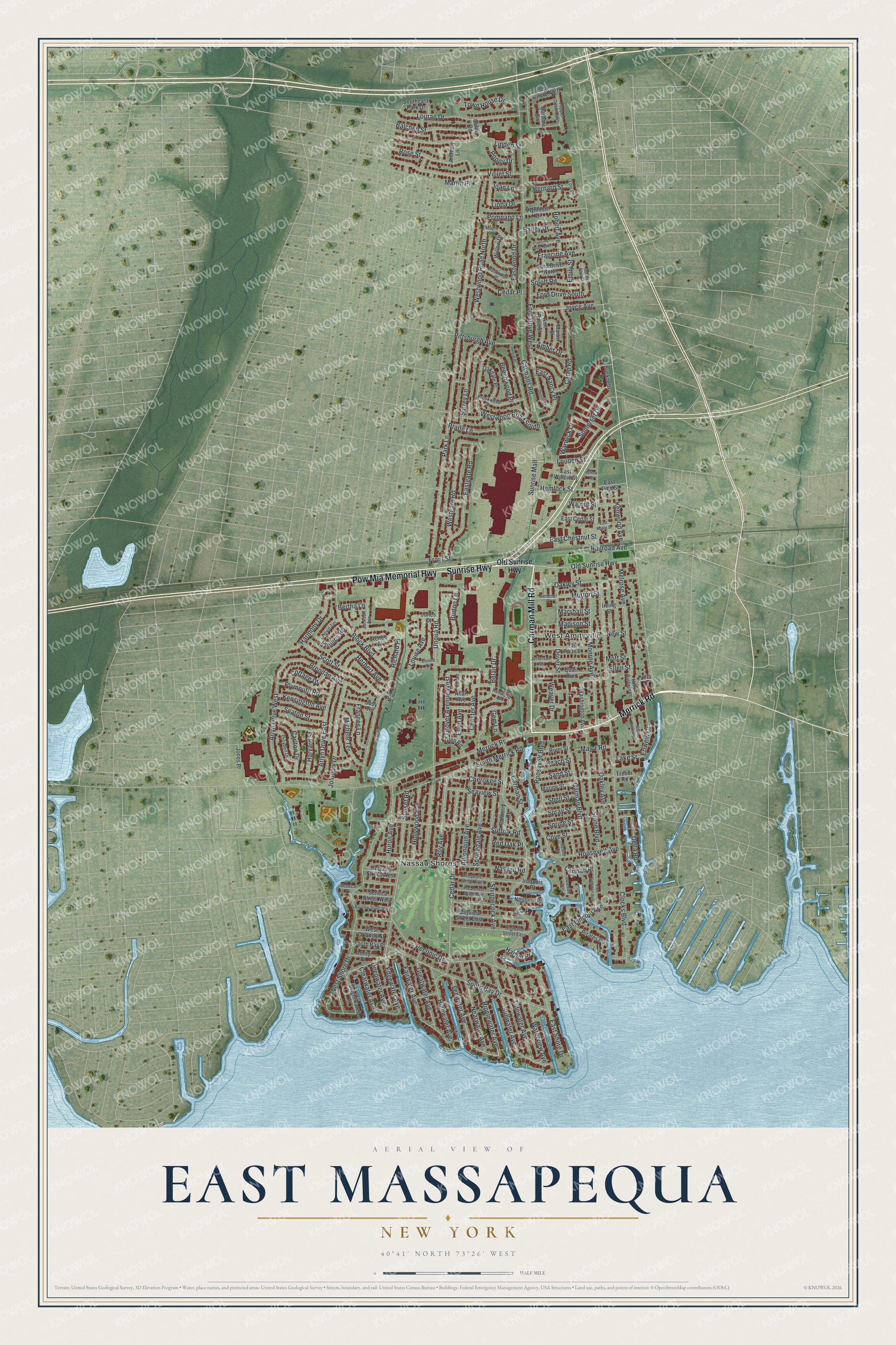 Watermarked full-map preview of East Massapequa, New York