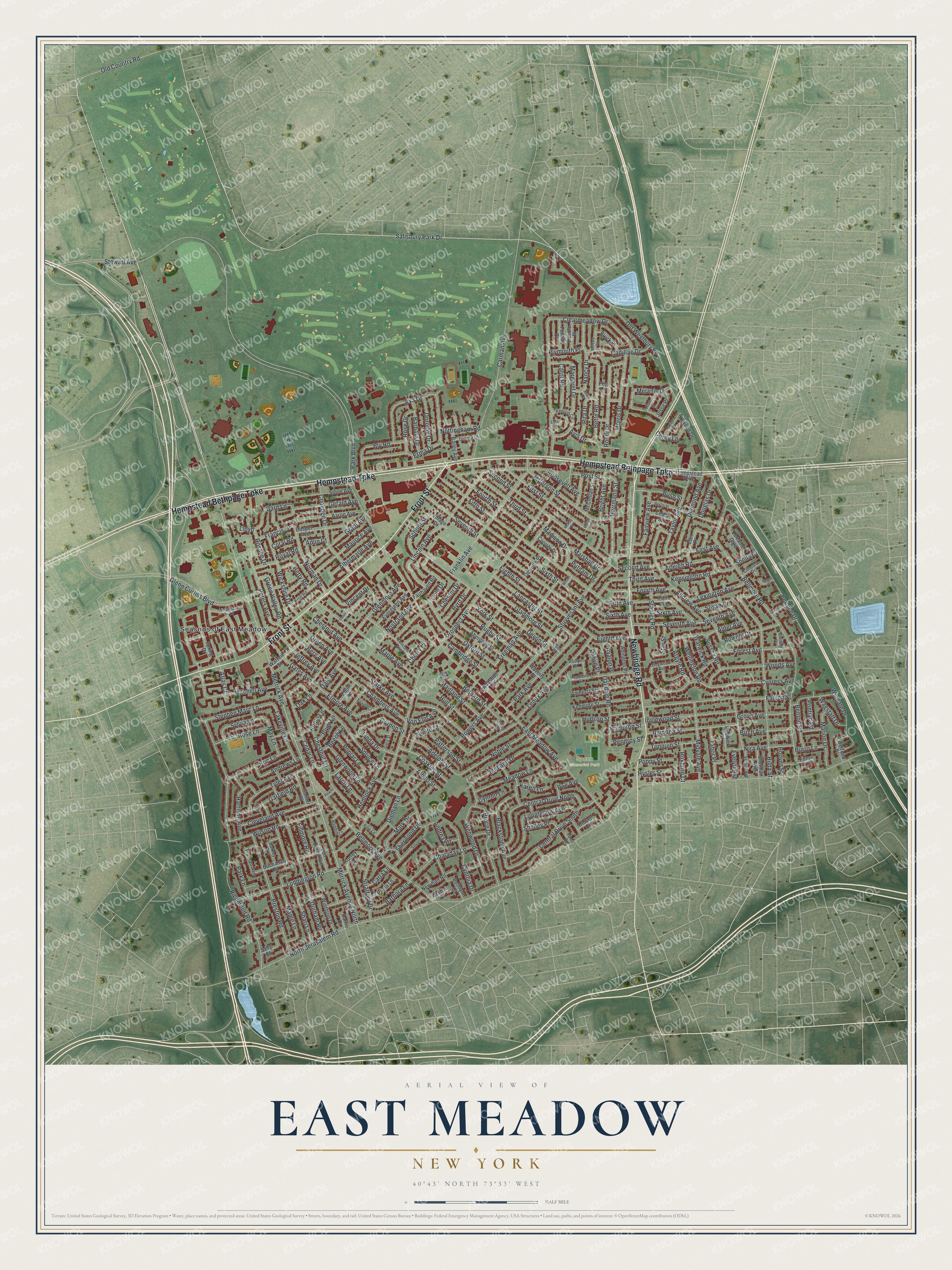 Watermarked full-map preview of East Meadow, New York