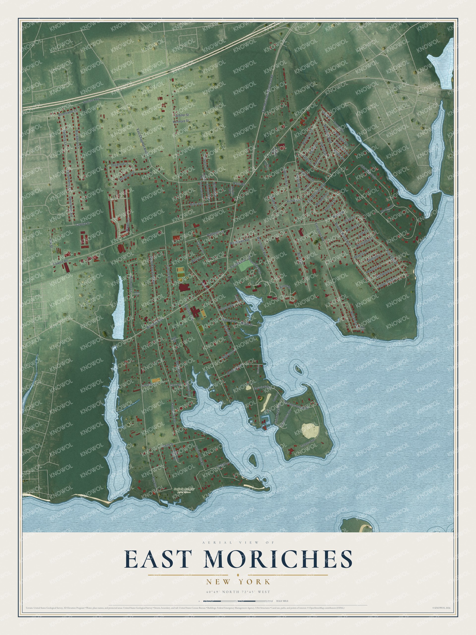 Watermarked full-map preview of East Moriches, New York