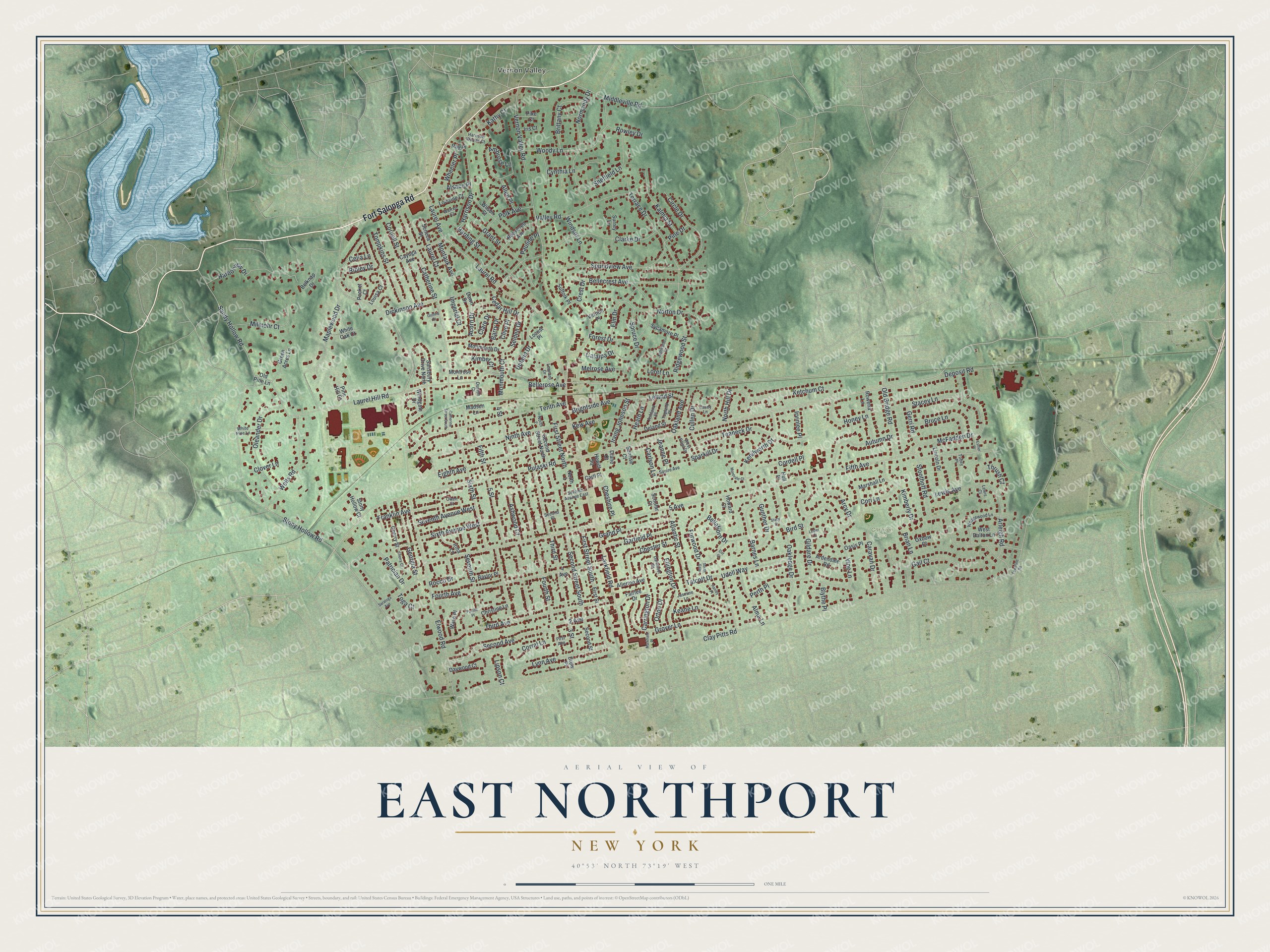 Watermarked full-map preview of East Northport, New York