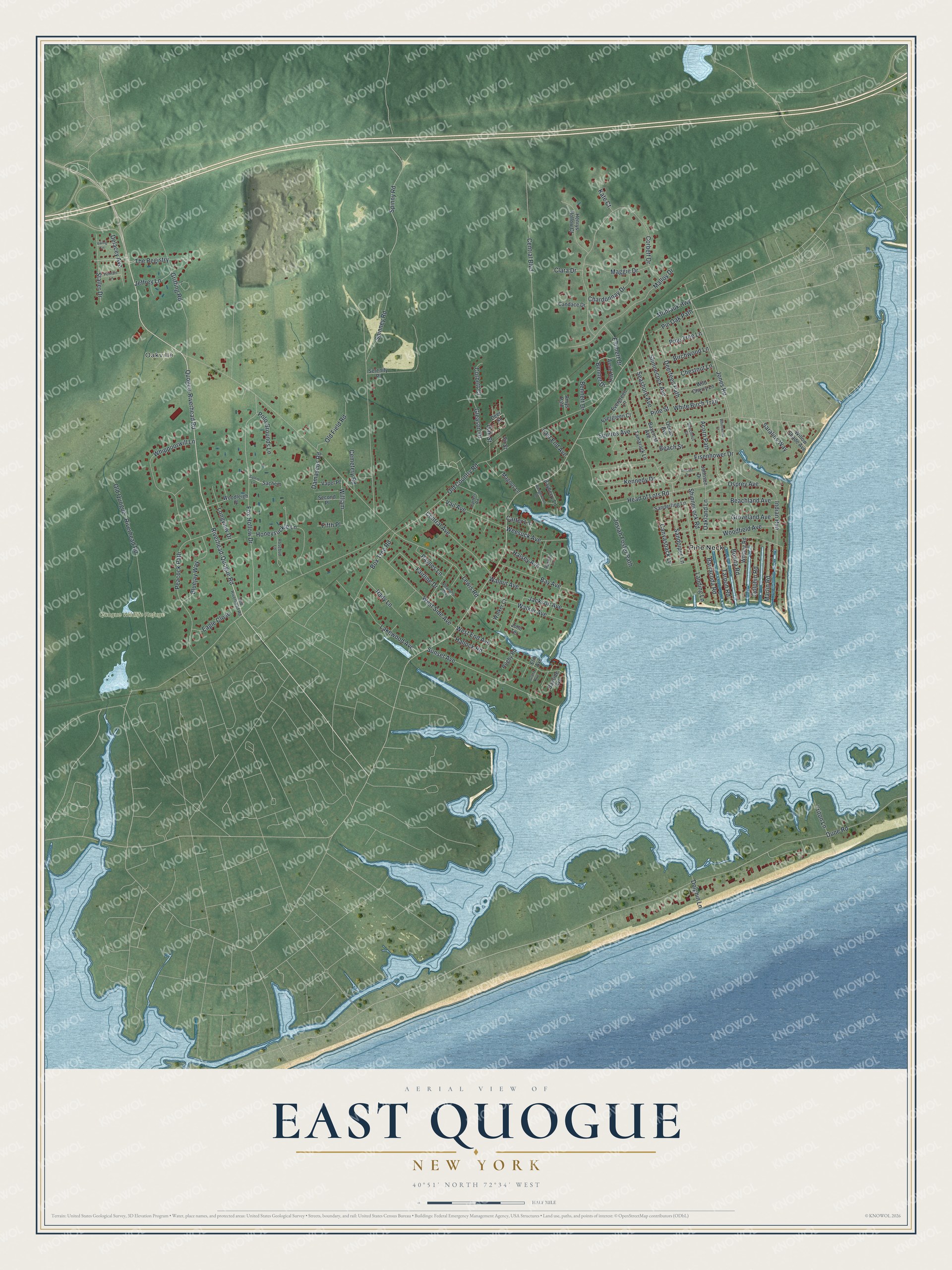 Watermarked full-map preview of East Quogue, New York