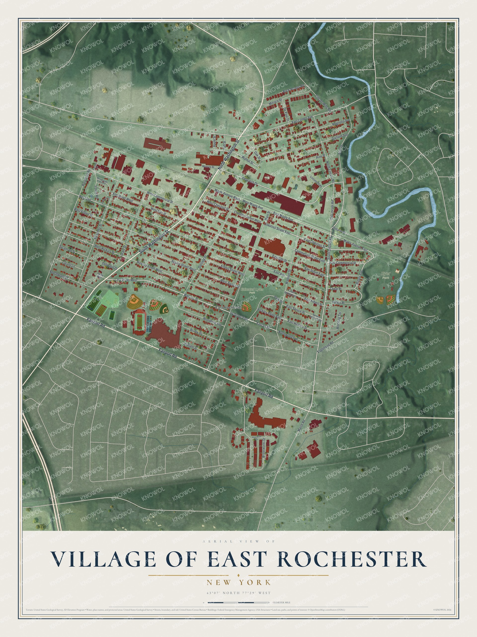 Watermarked full-map preview of East Rochester, New York