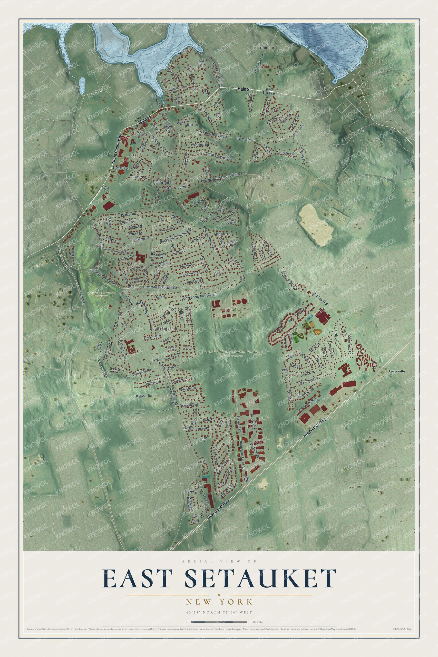 Watermarked full-map preview of East Setauket, New York
