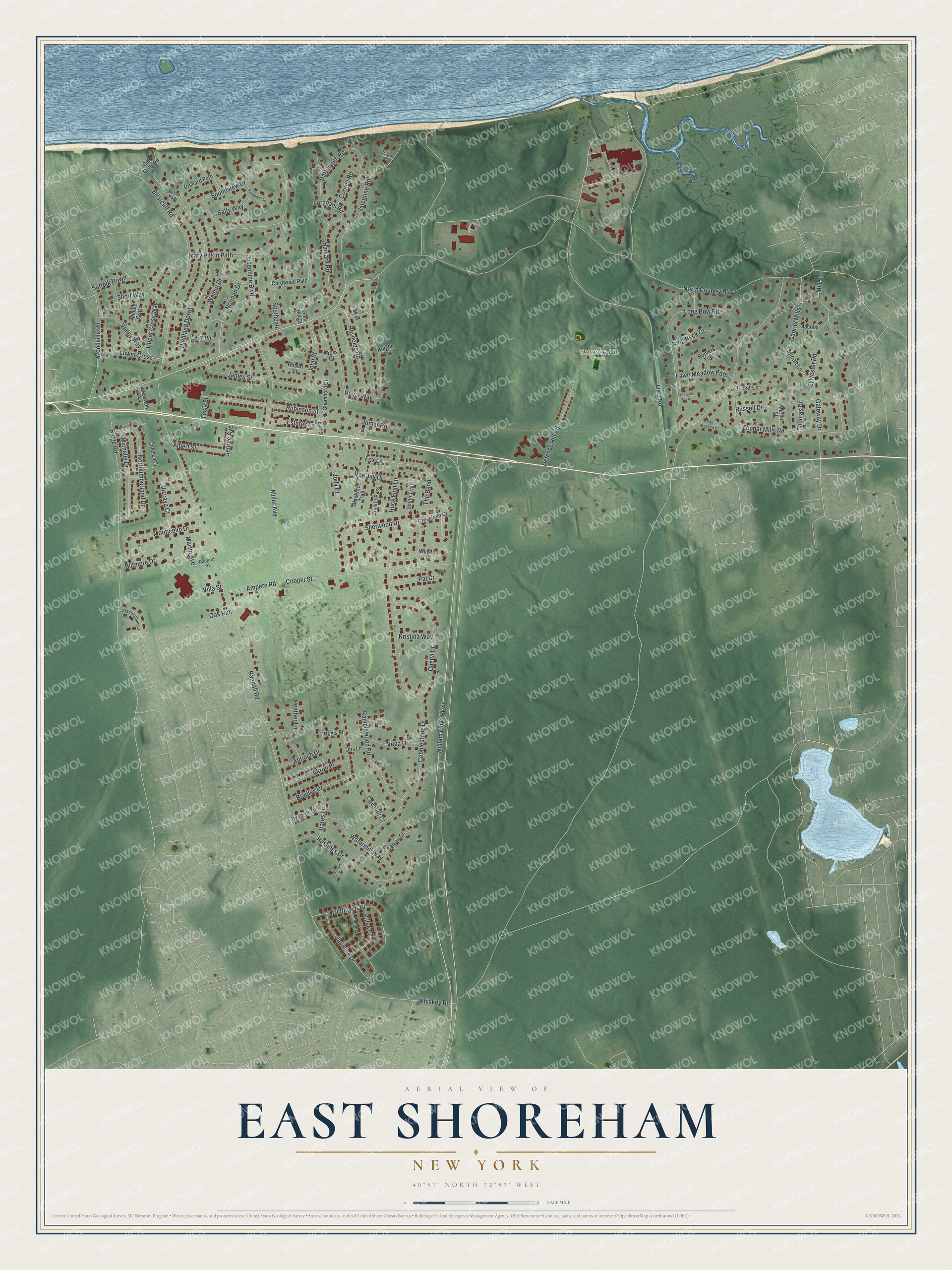 Watermarked full-map preview of East Shoreham, New York