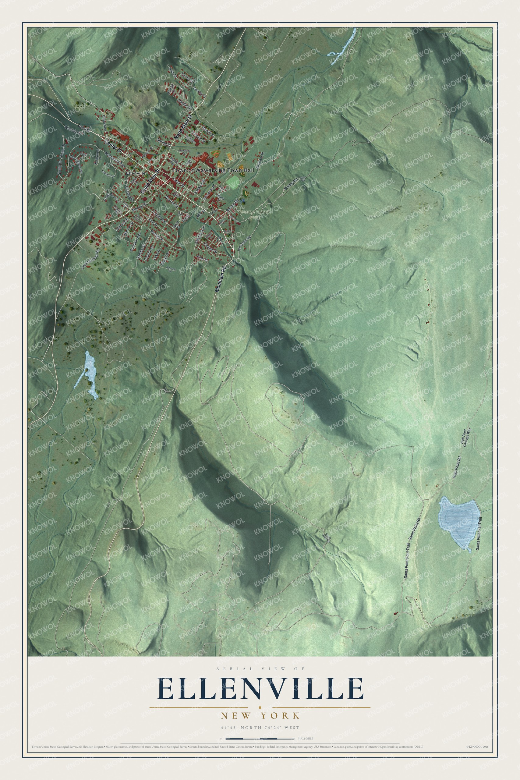 Watermarked full-map preview of Ellenville, New York