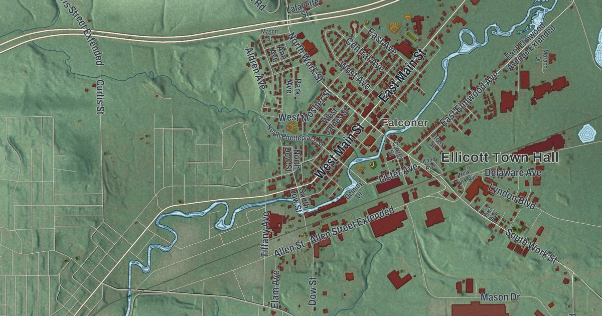 Map of Ellicott, New York