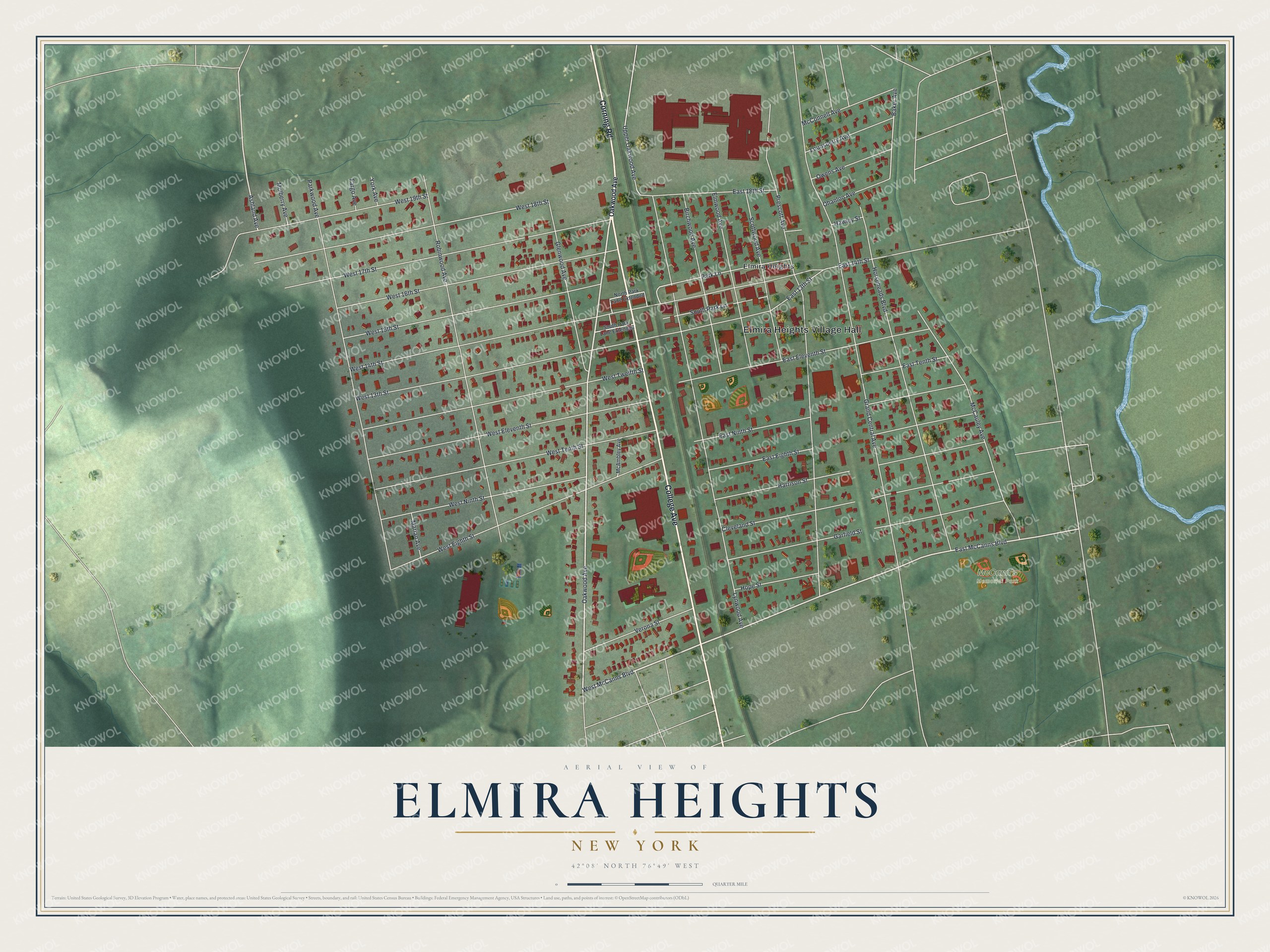 Watermarked full-map preview of Elmira Heights, New York