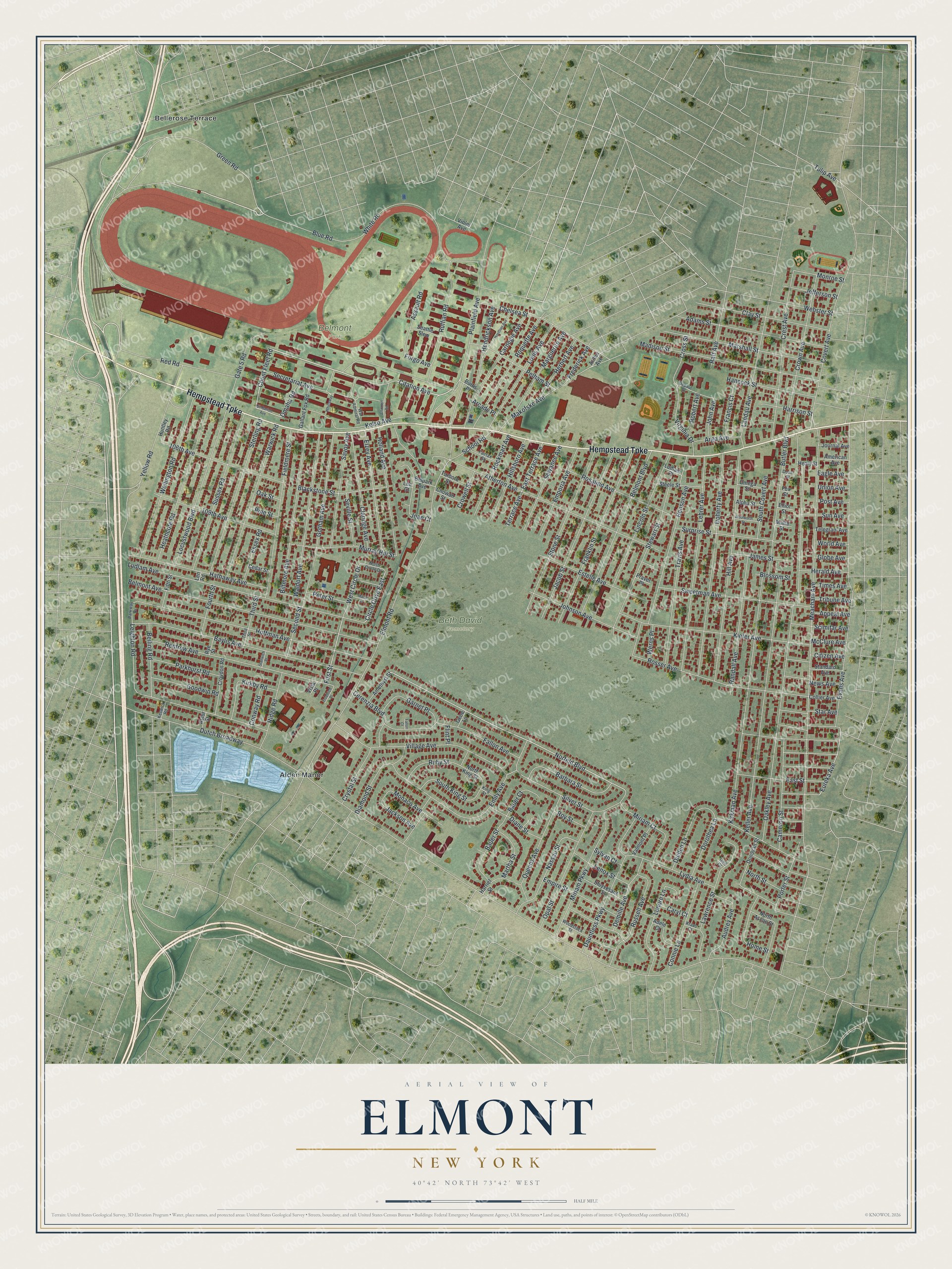 Watermarked full-map preview of Elmont, New York