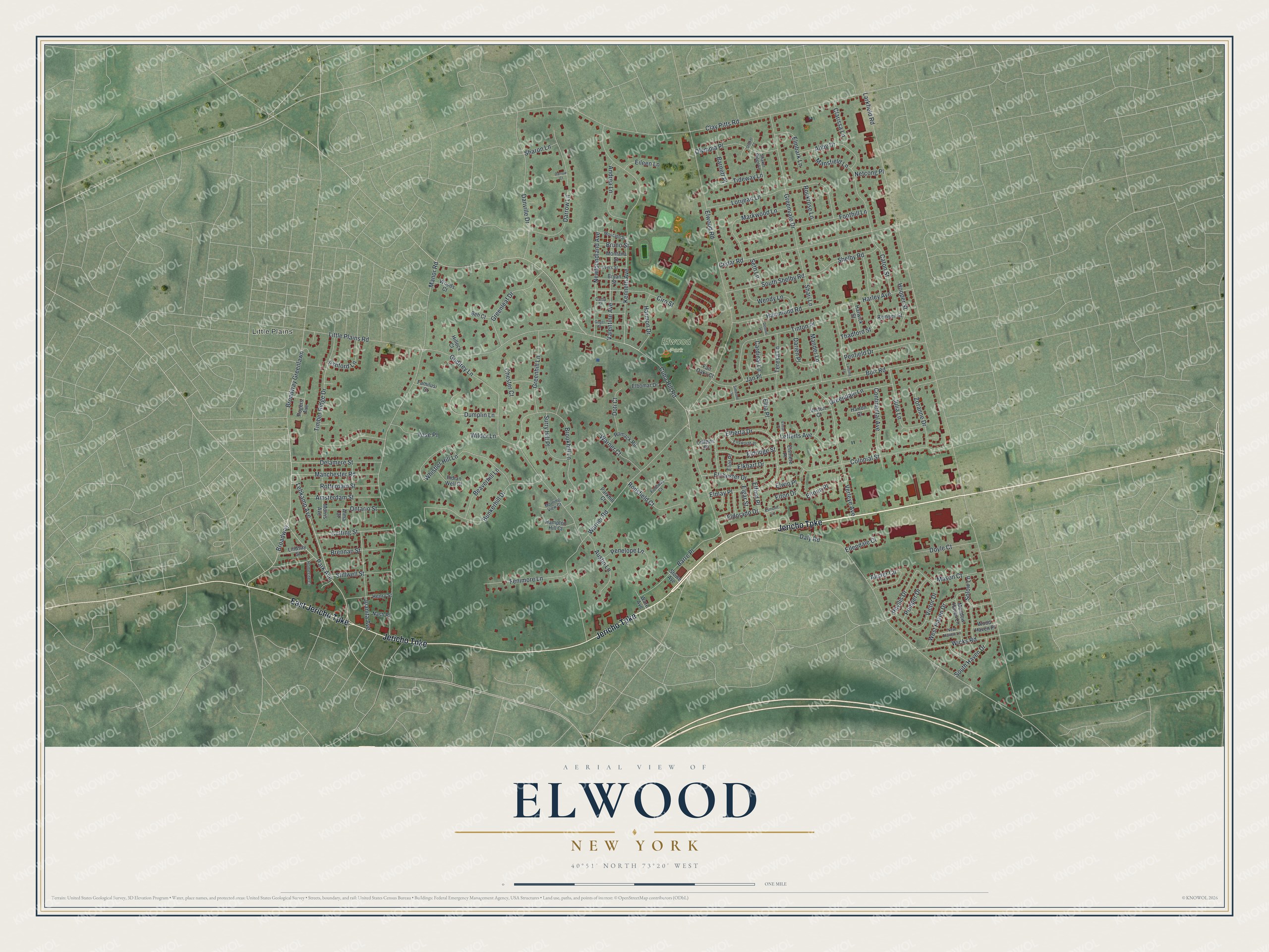Watermarked full-map preview of Elwood, New York