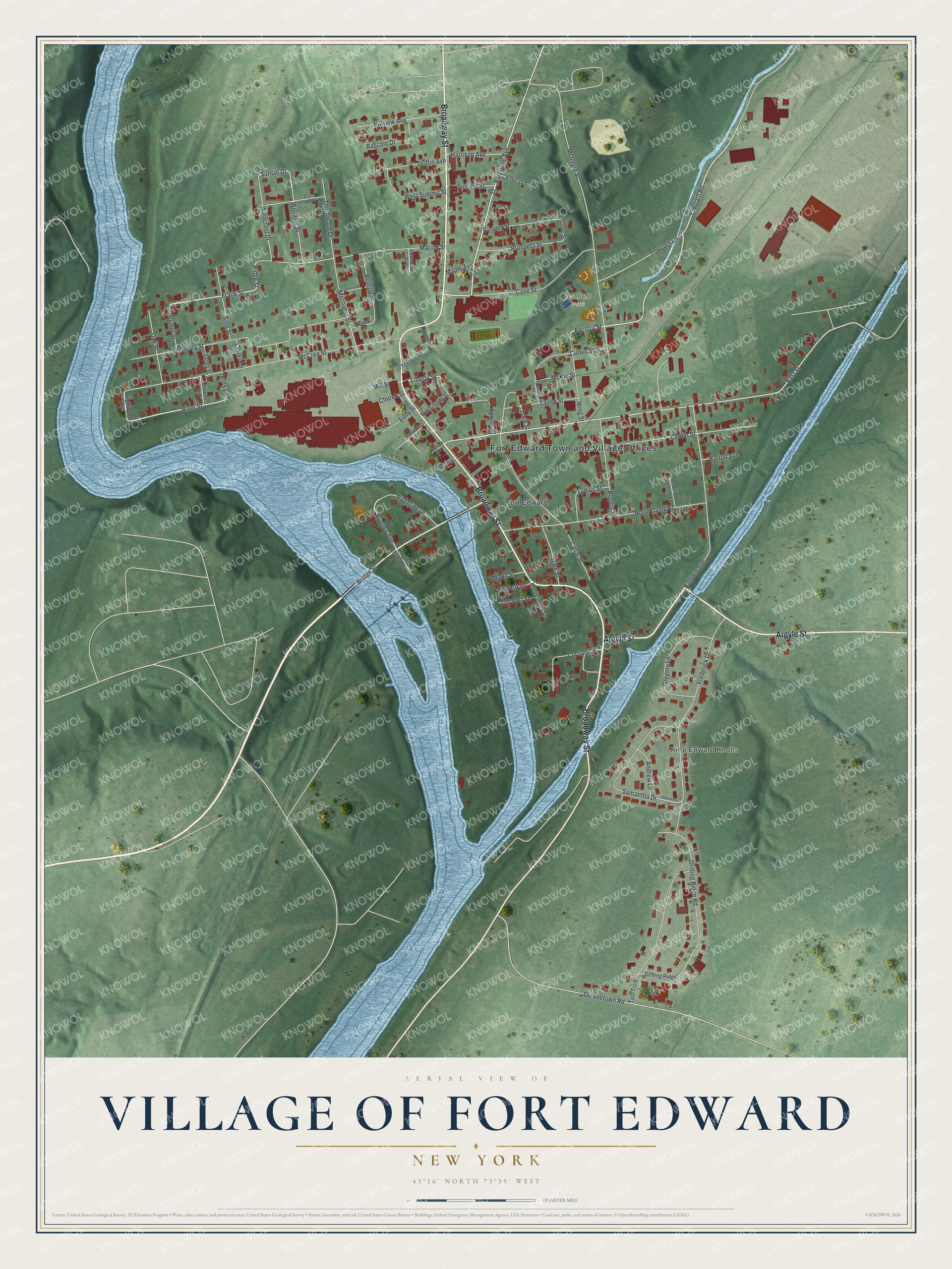 Watermarked full-map preview of Fort Edward, New York