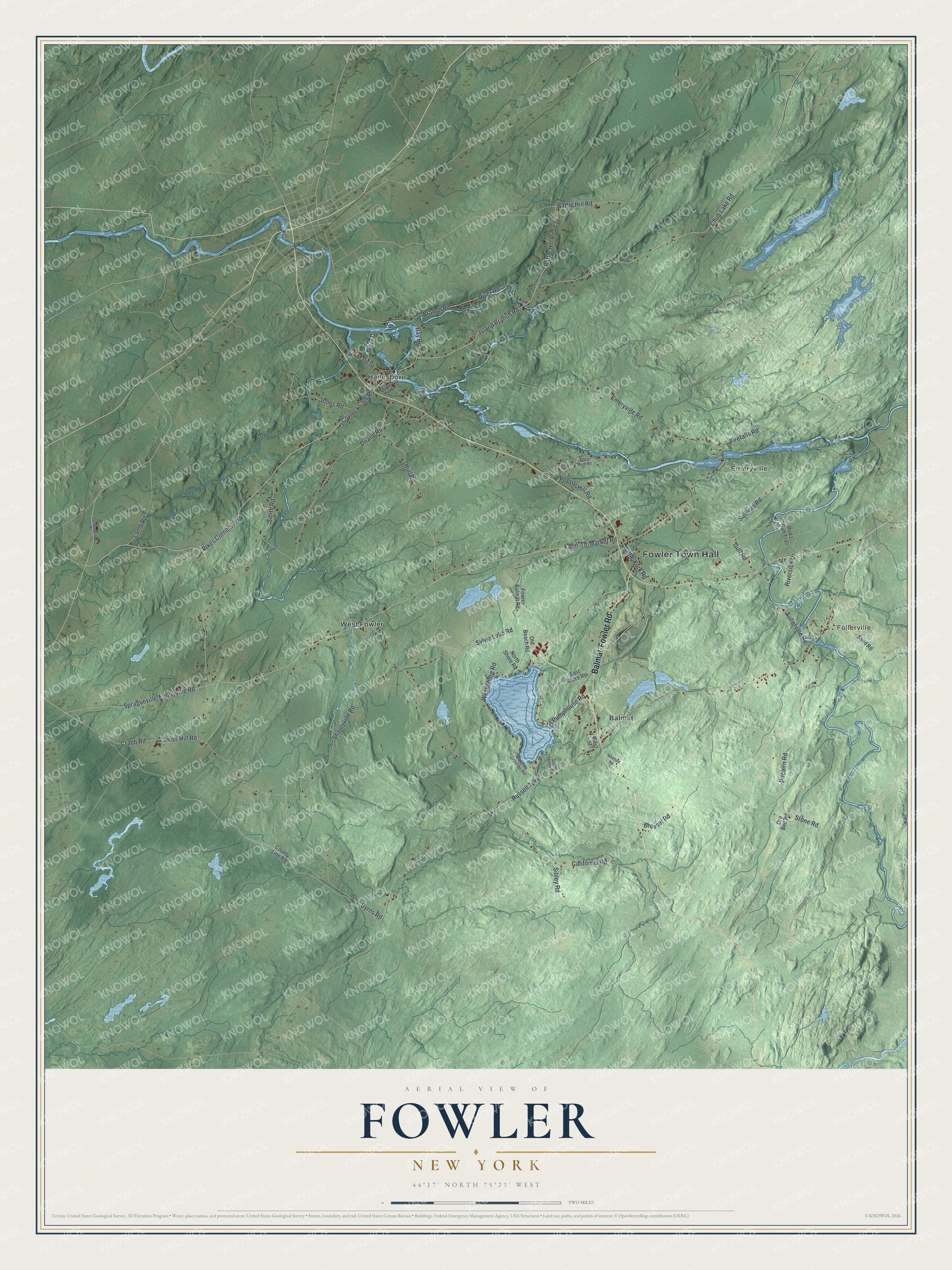 Watermarked full-map preview of Fowler, New York