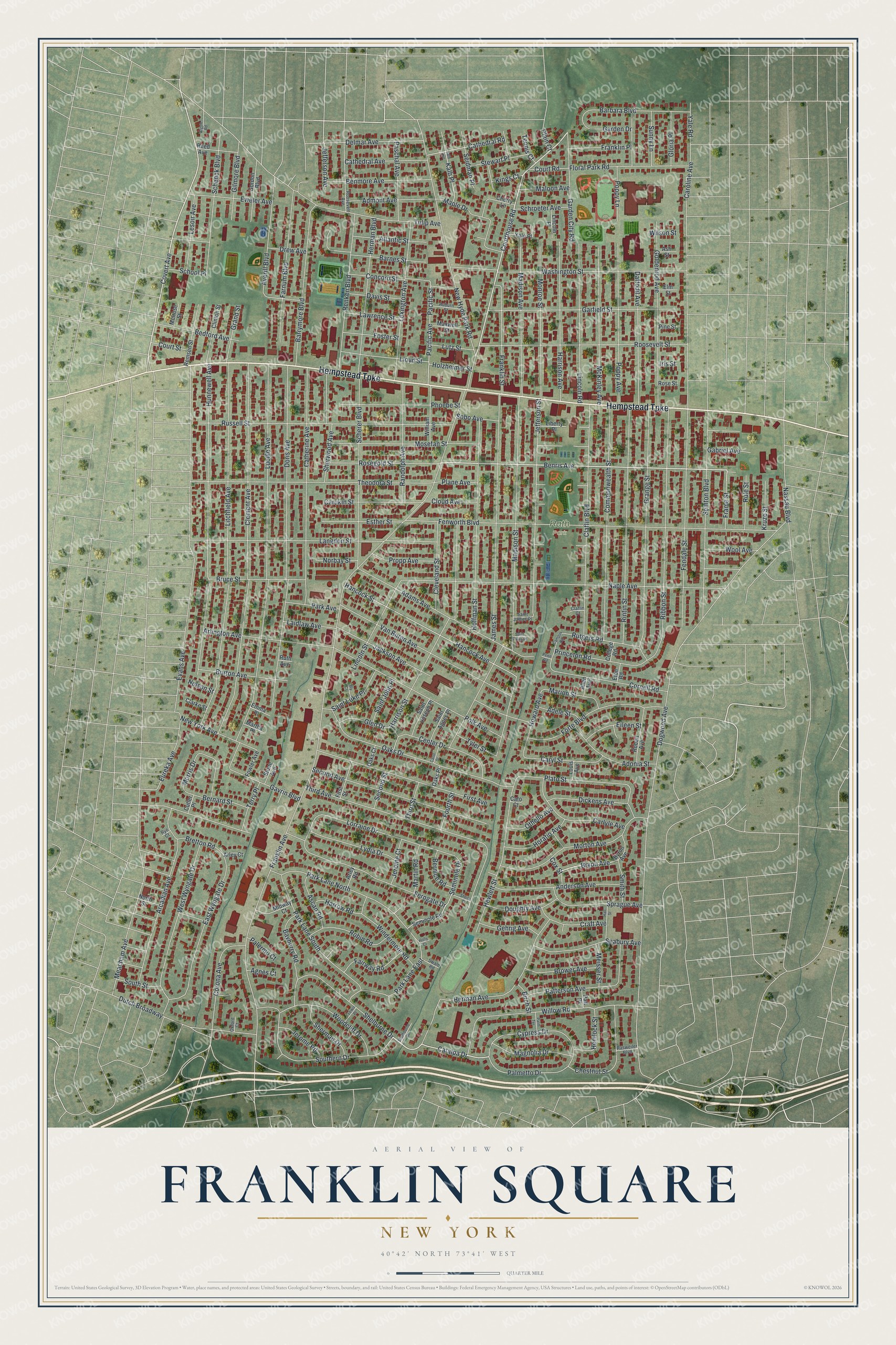 Watermarked full-map preview of Franklin Square, New York