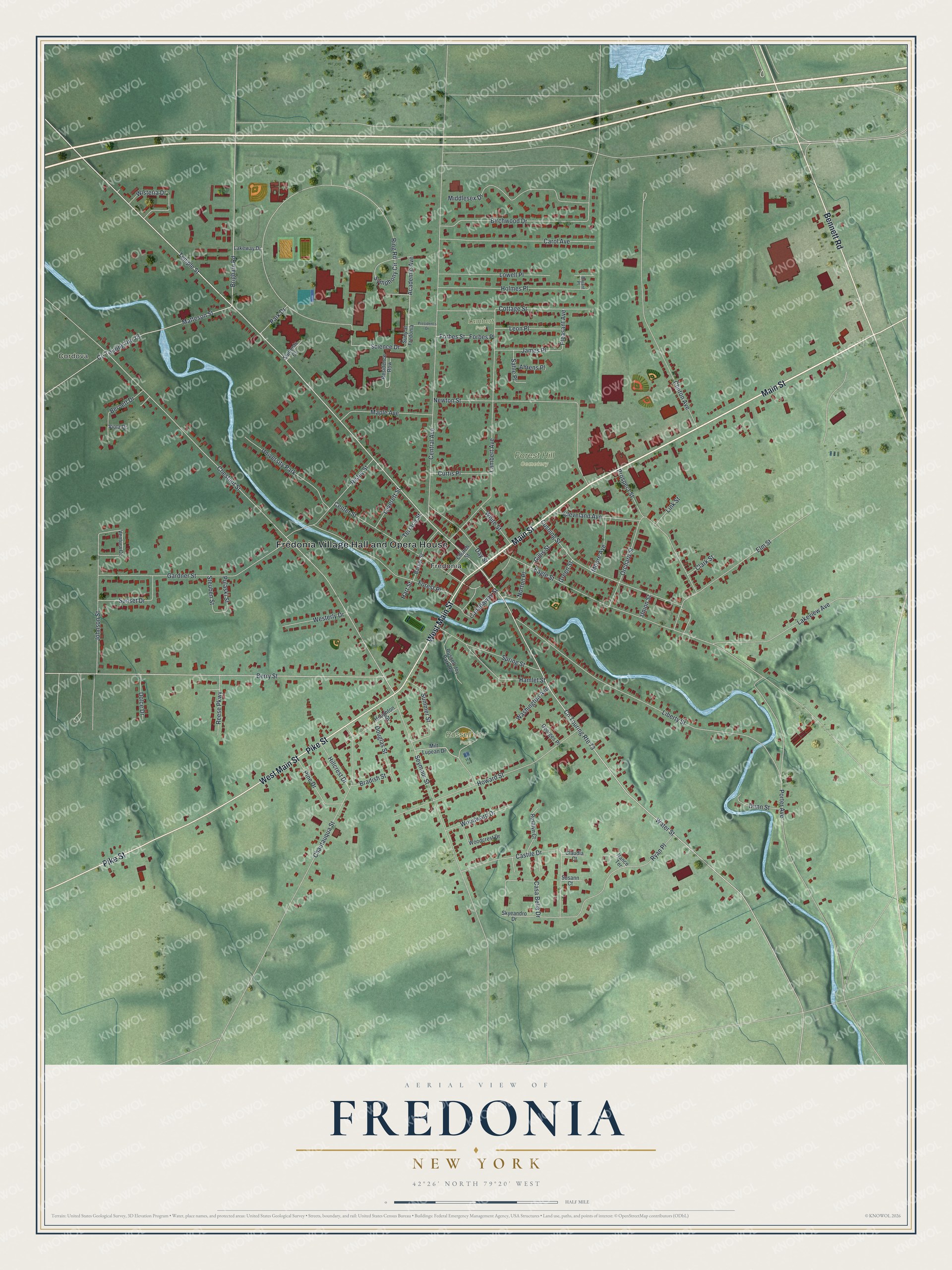 Watermarked full-map preview of Fredonia, New York