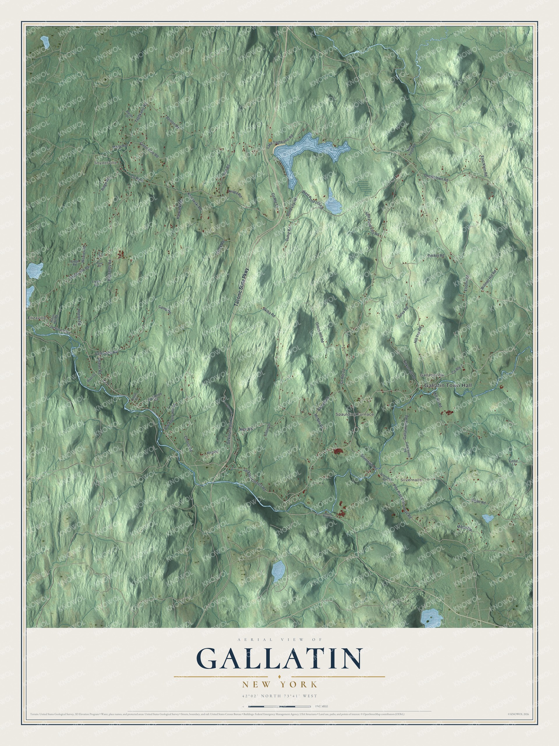Watermarked full-map preview of Gallatin, New York