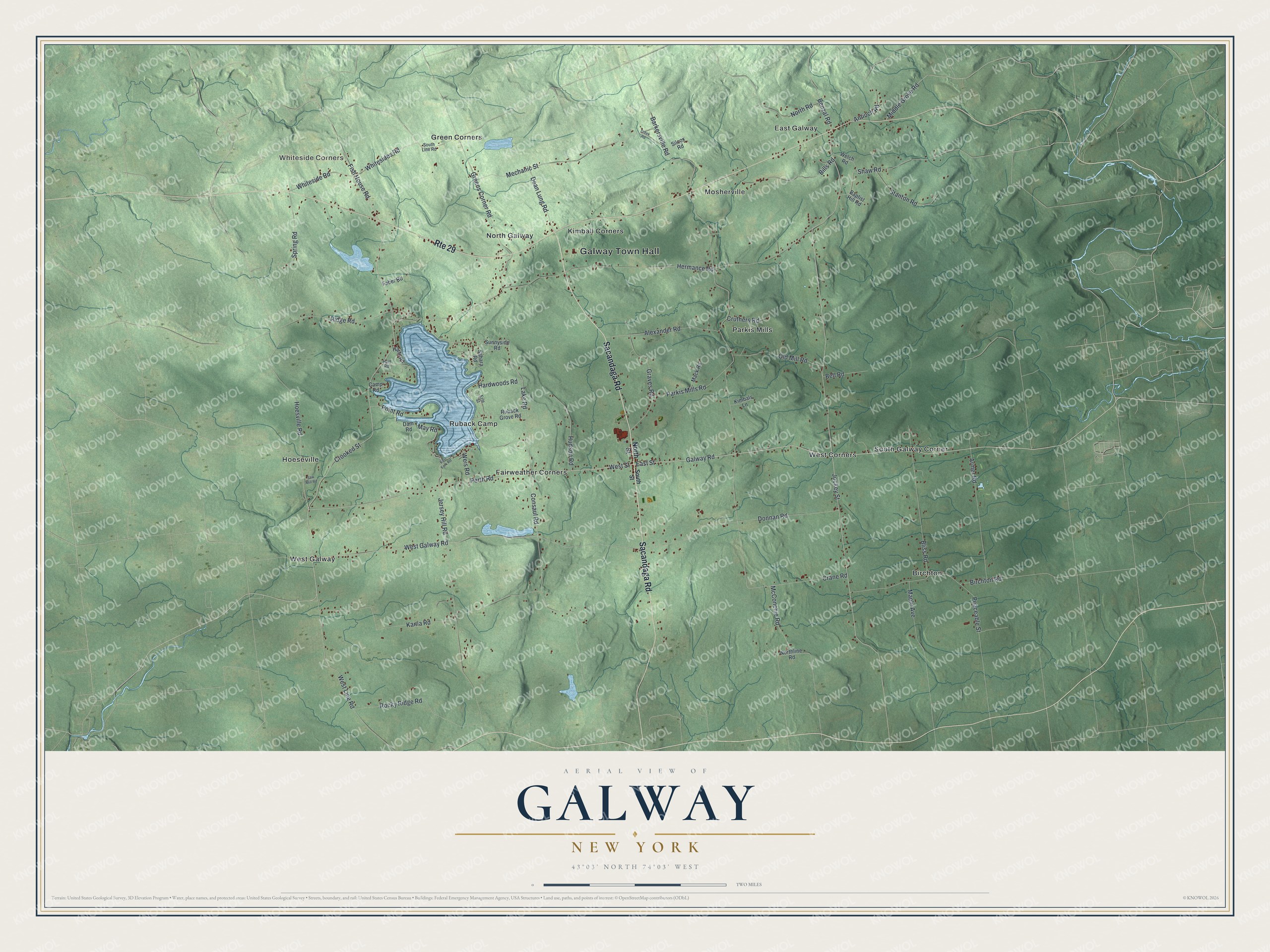 Watermarked full-map preview of Galway, New York