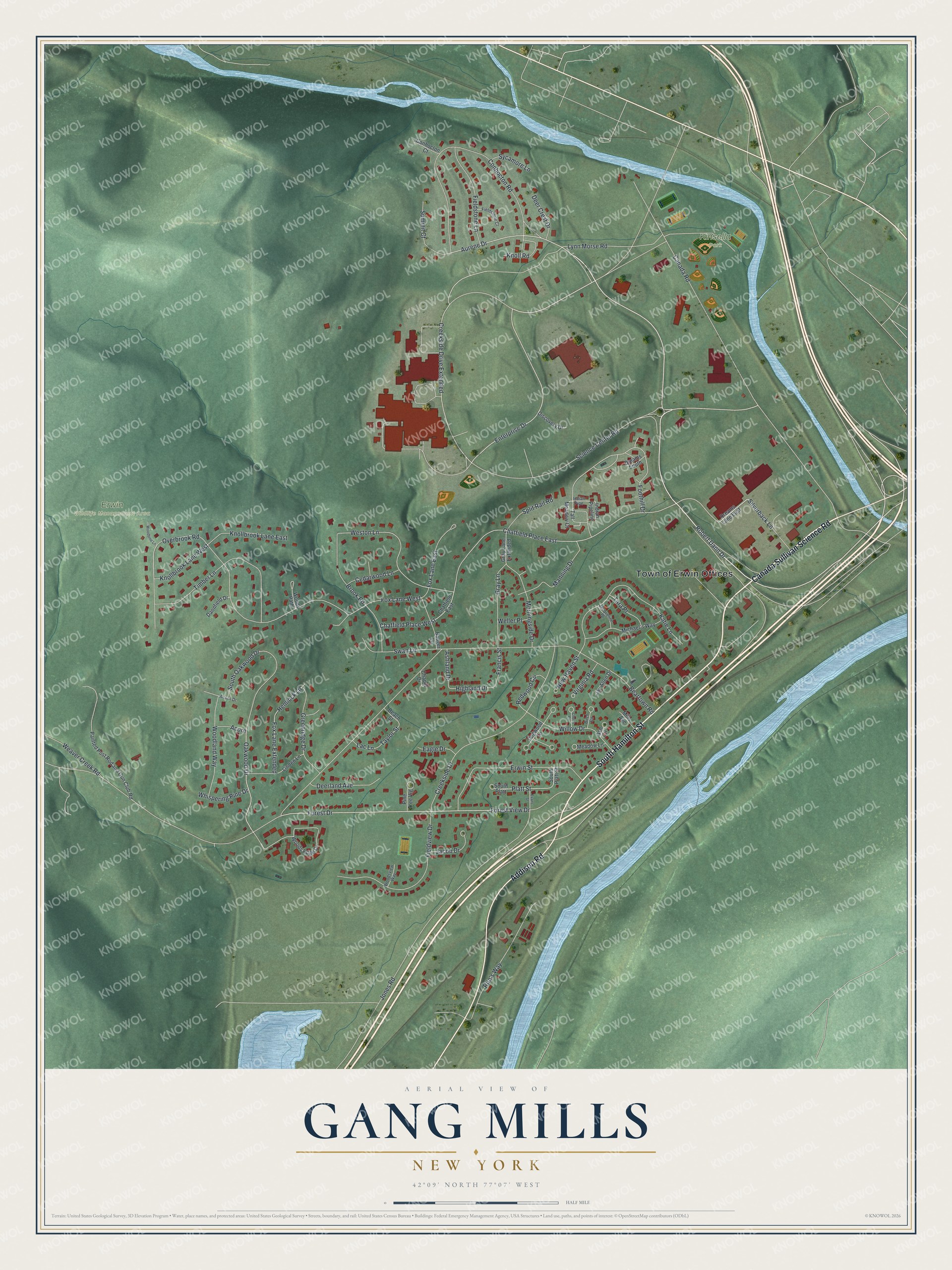 Watermarked full-map preview of Gang Mills, New York