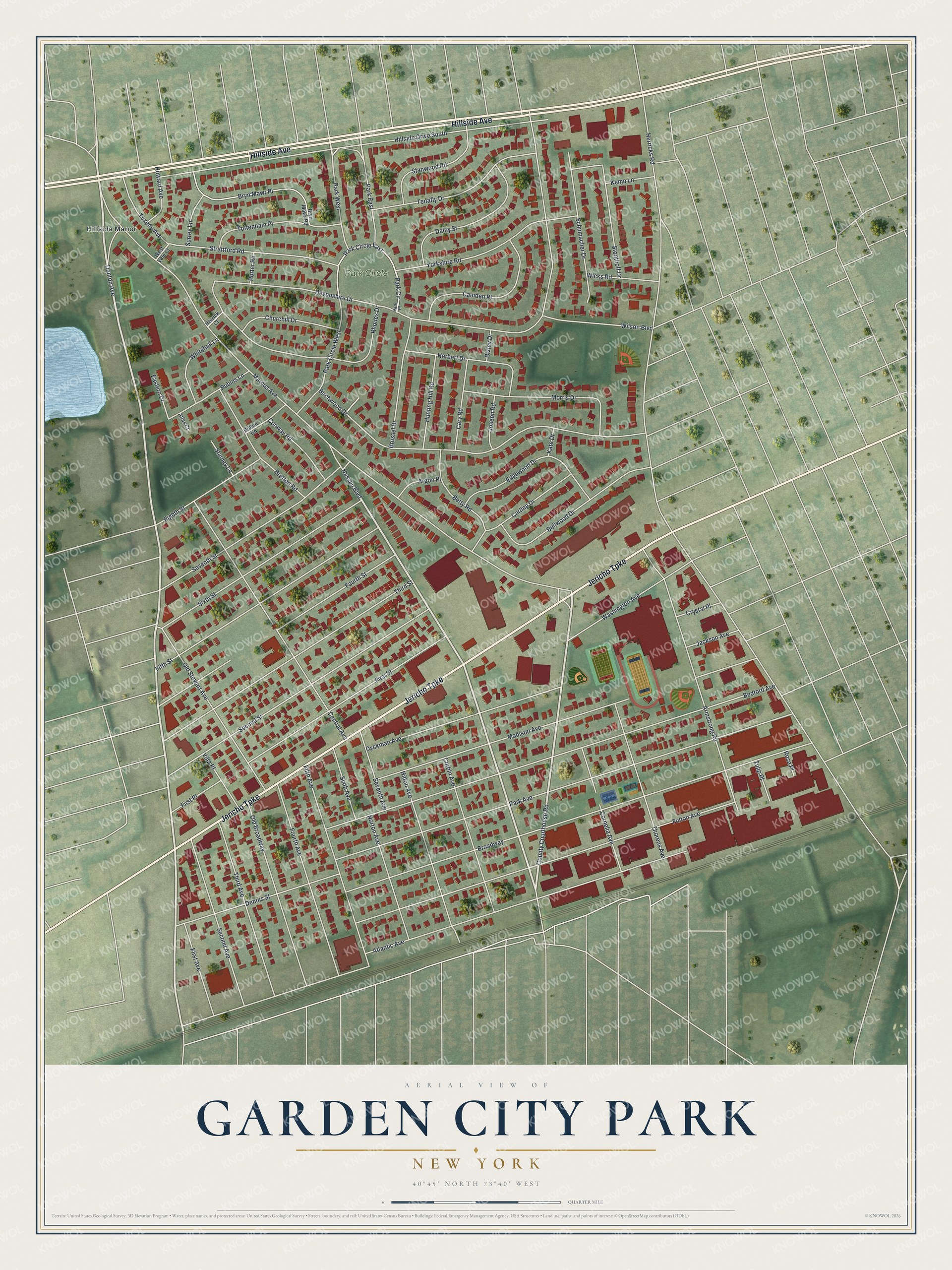 Watermarked full-map preview of Garden City Park, New York