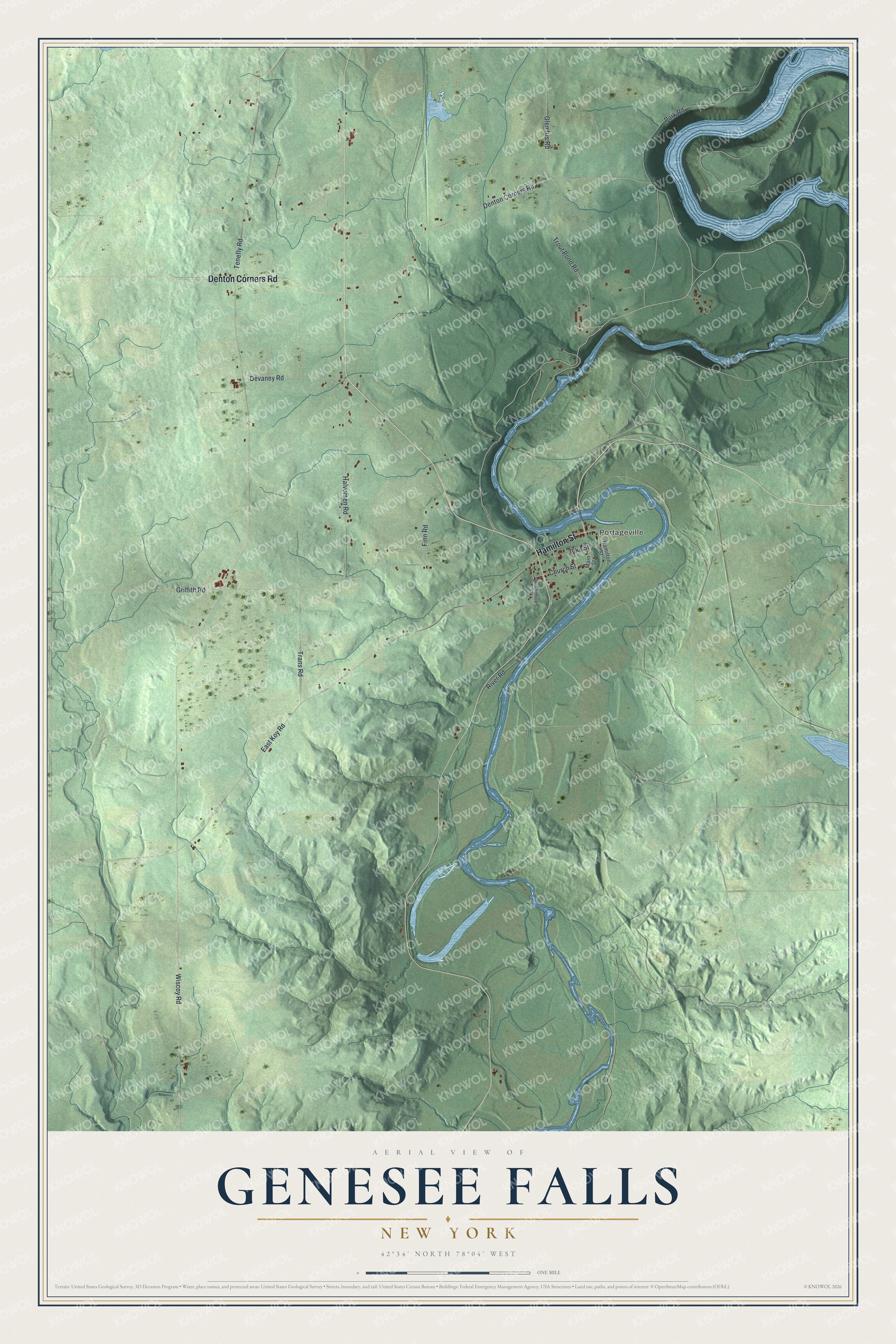 Watermarked full-map preview of Genesee Falls, New York