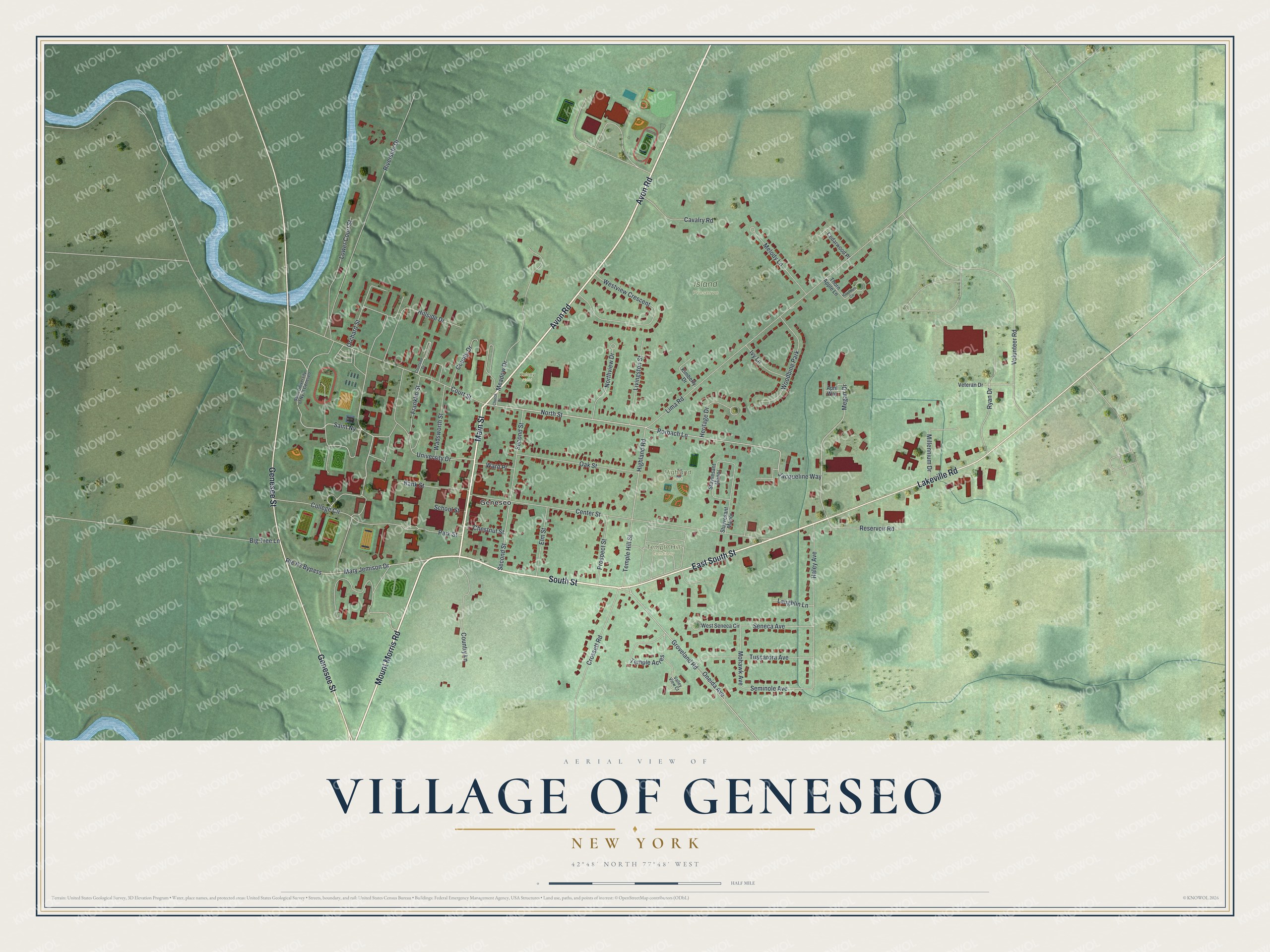 Watermarked full-map preview of Geneseo, New York