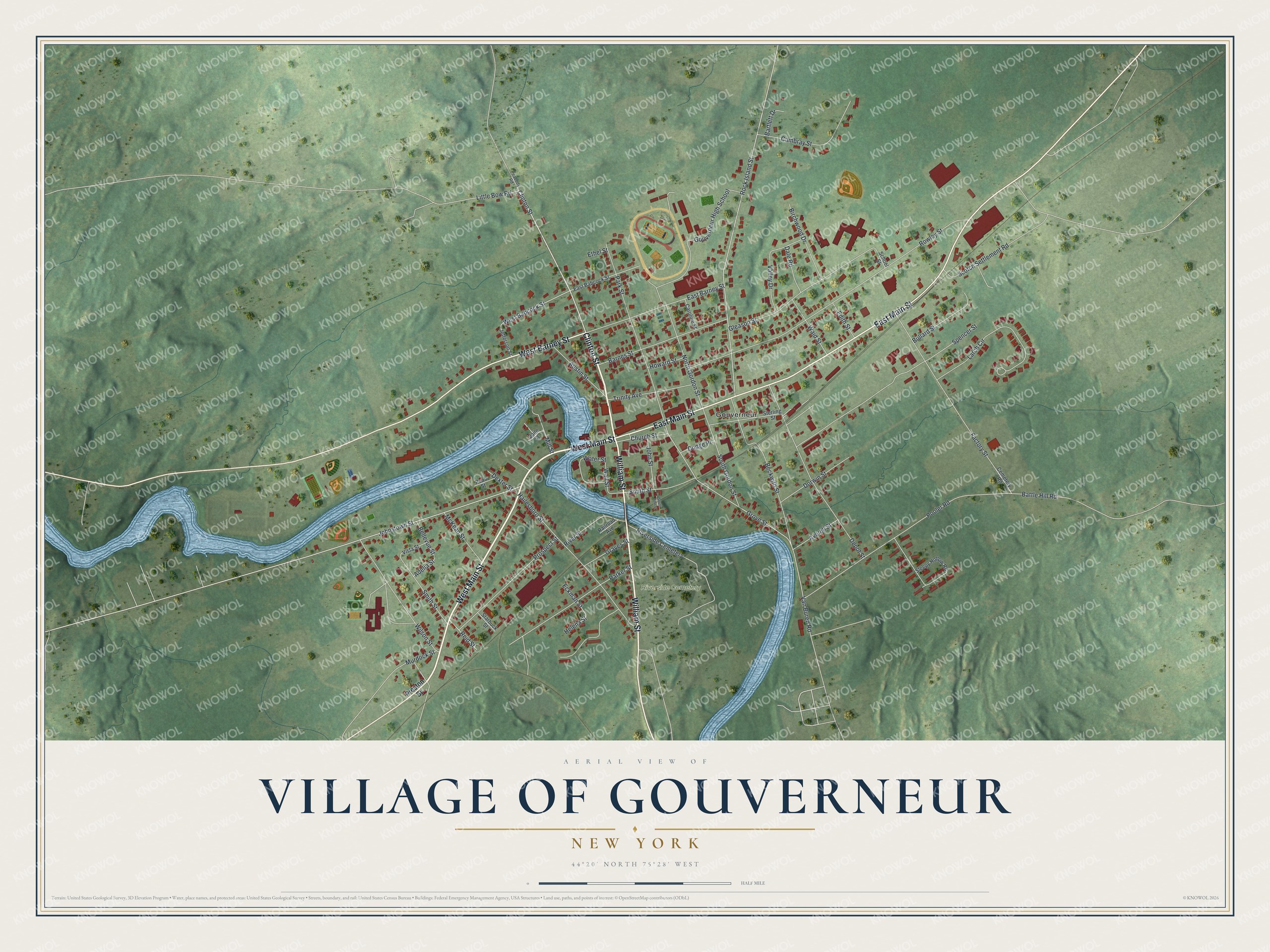Watermarked full-map preview of Gouverneur, New York