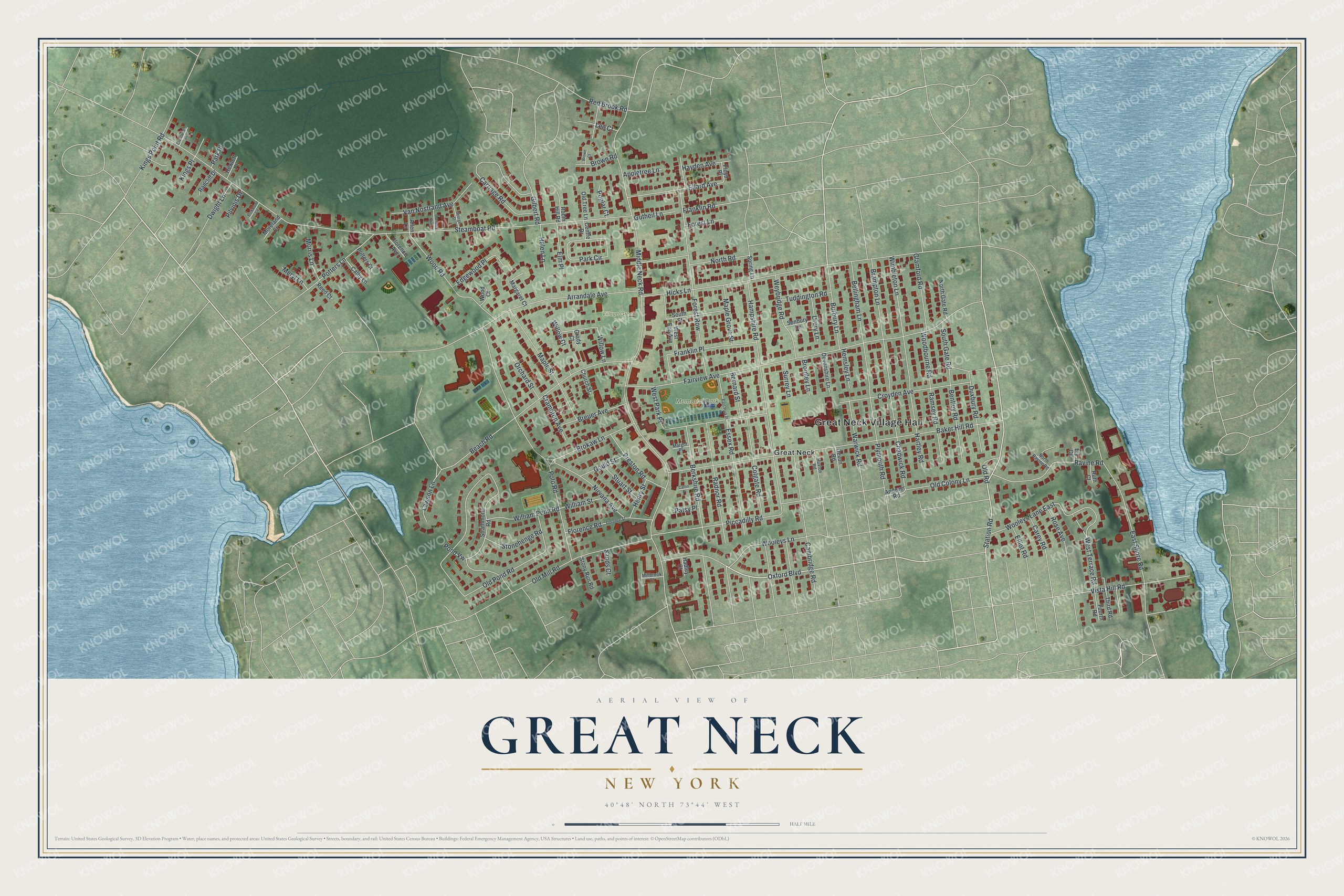 Watermarked full-map preview of Great Neck, New York