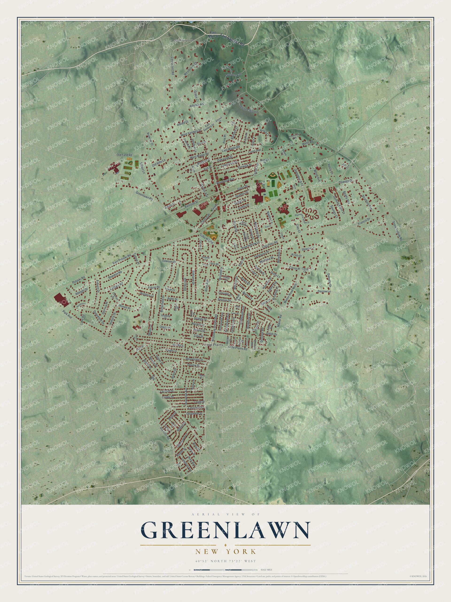 Watermarked full-map preview of Greenlawn, New York