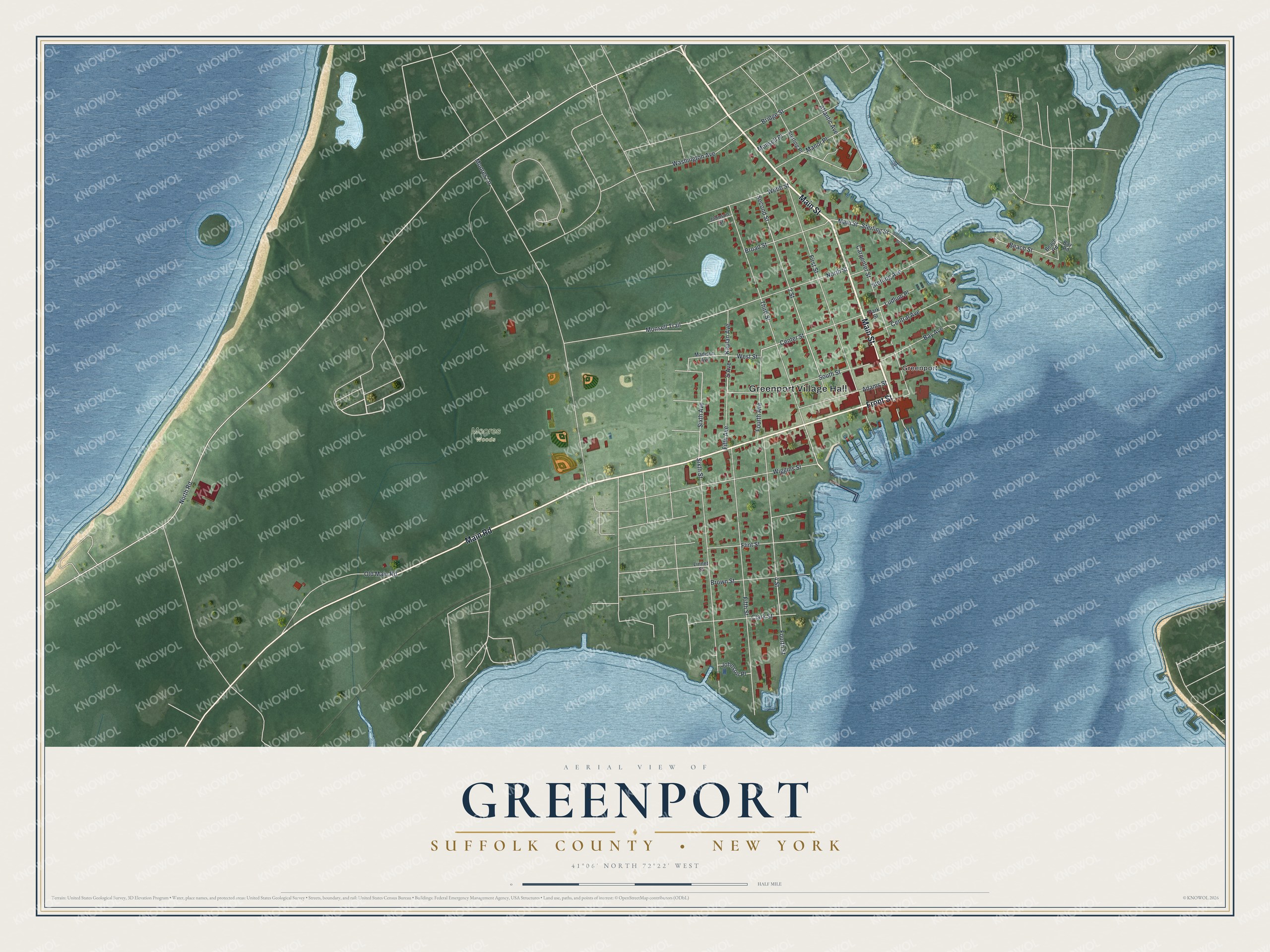 Watermarked full-map preview of Greenport, New York