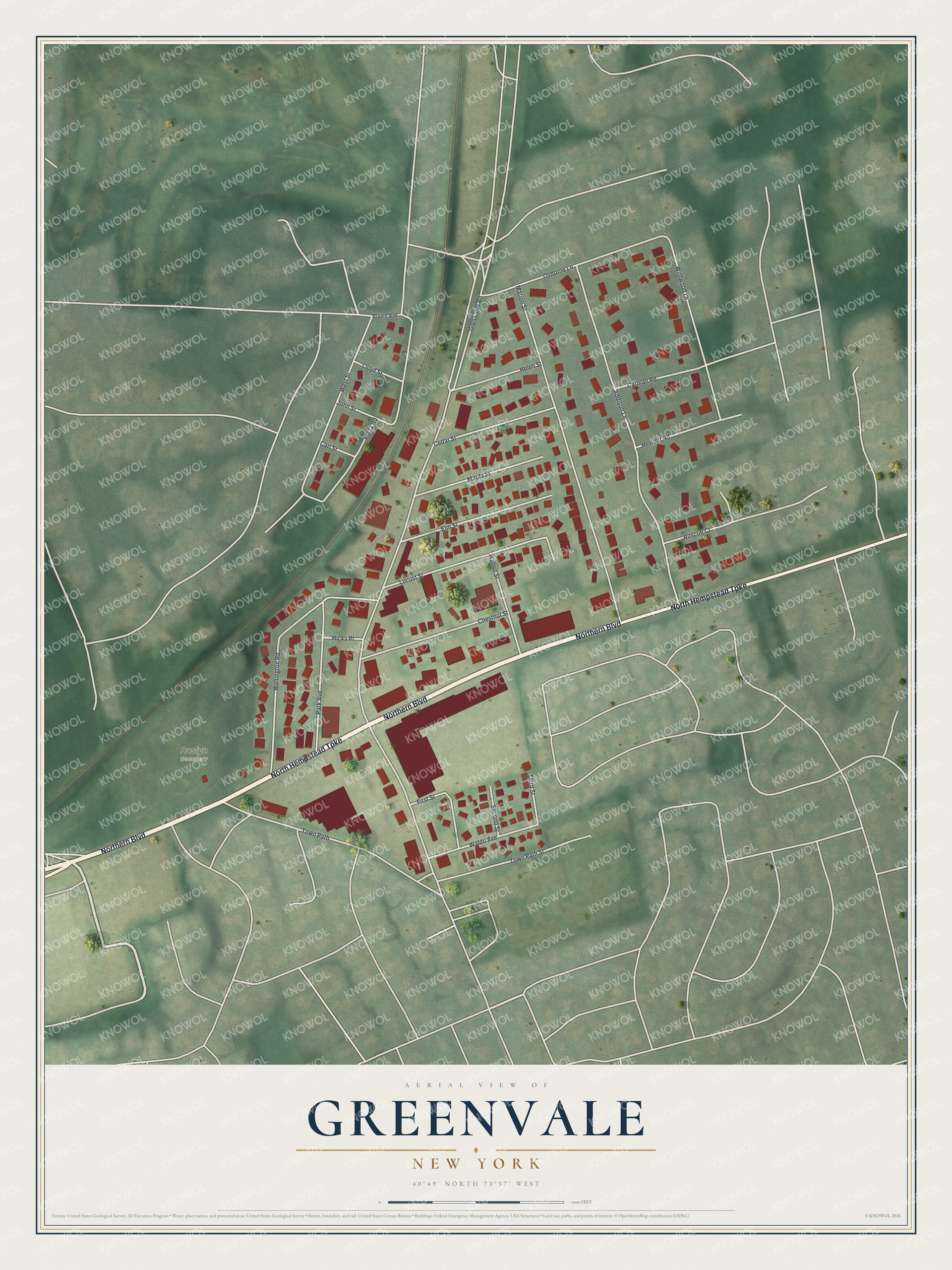 Watermarked full-map preview of Greenvale, New York