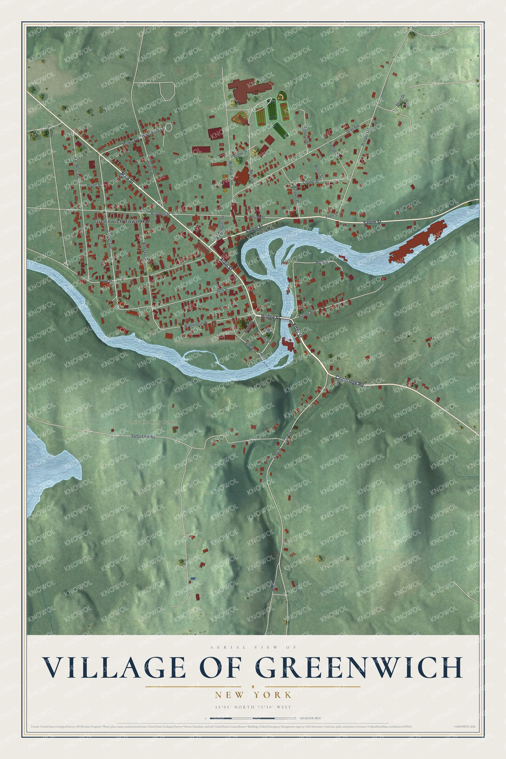 Watermarked full-map preview of Greenwich, New York