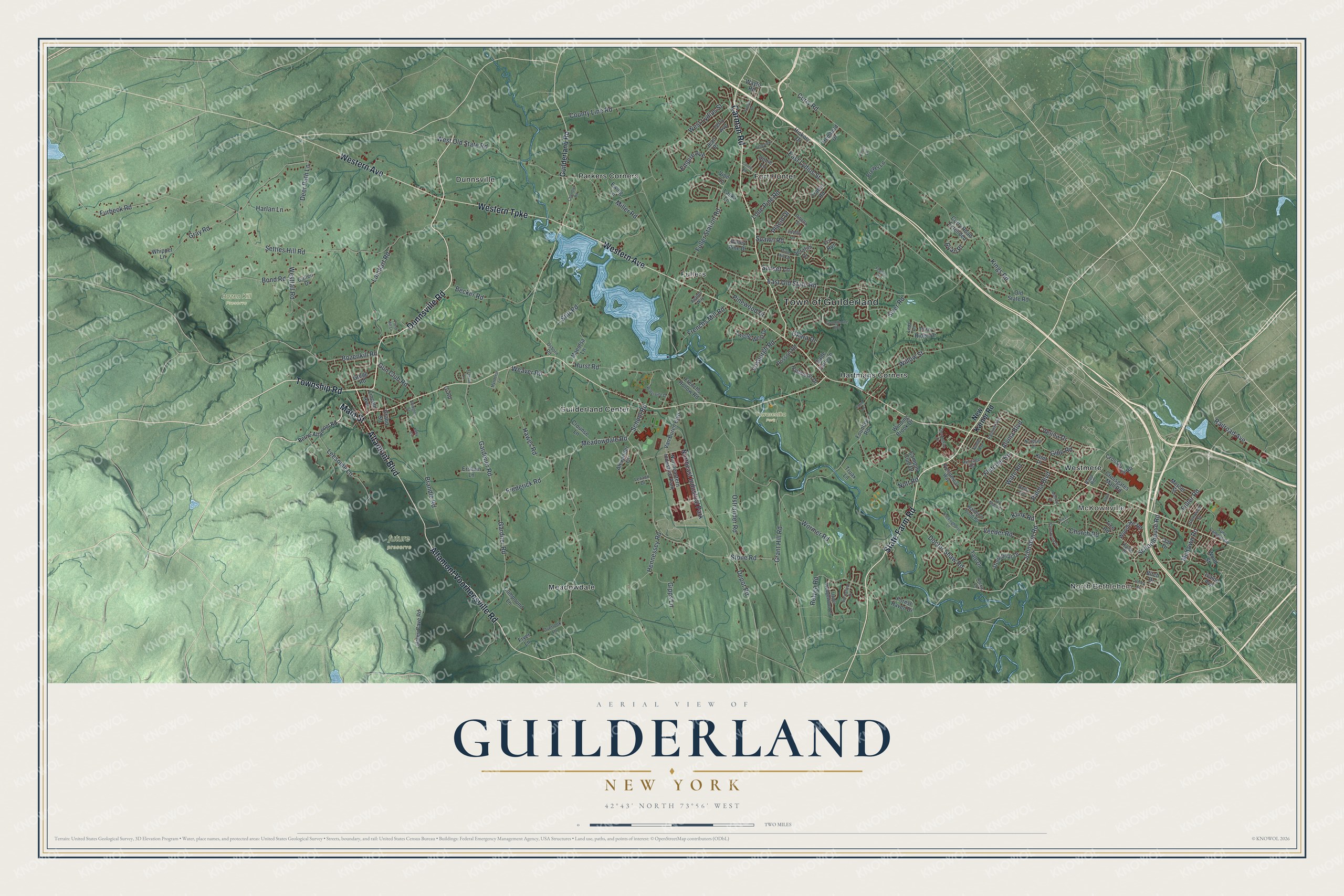 Watermarked full-map preview of Guilderland, New York