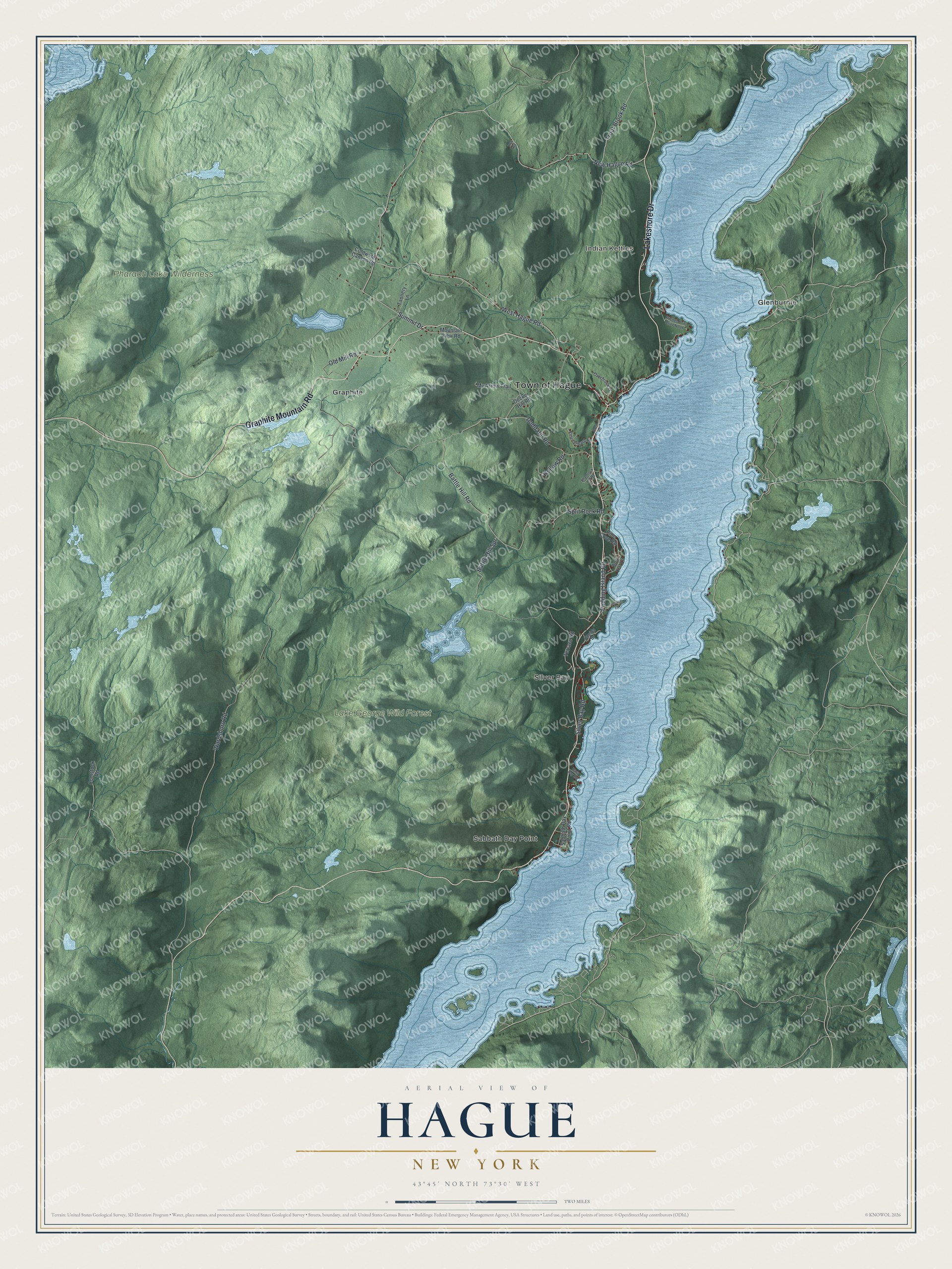 Watermarked full-map preview of Hague, New York