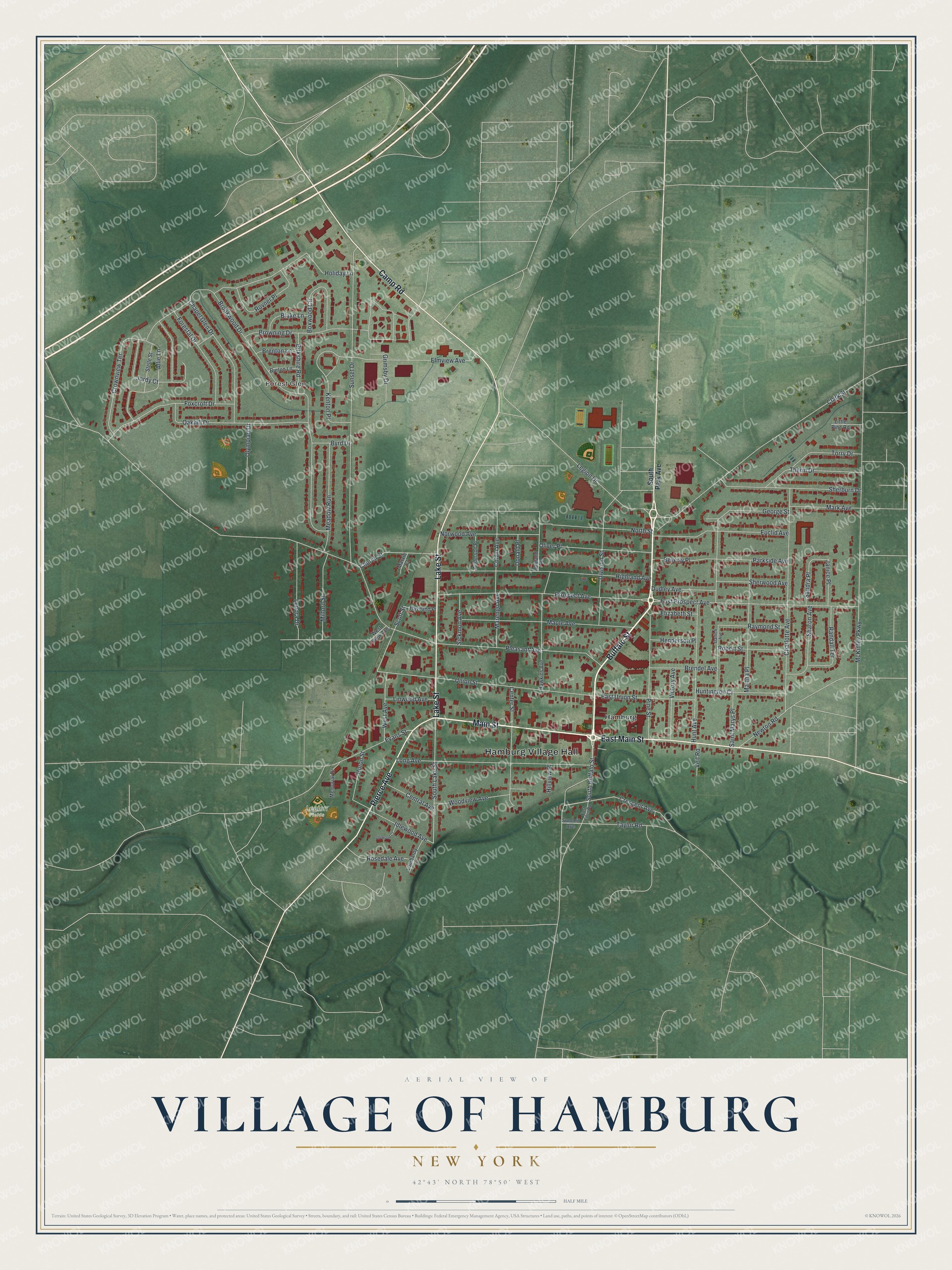 Watermarked full-map preview of Hamburg, New York