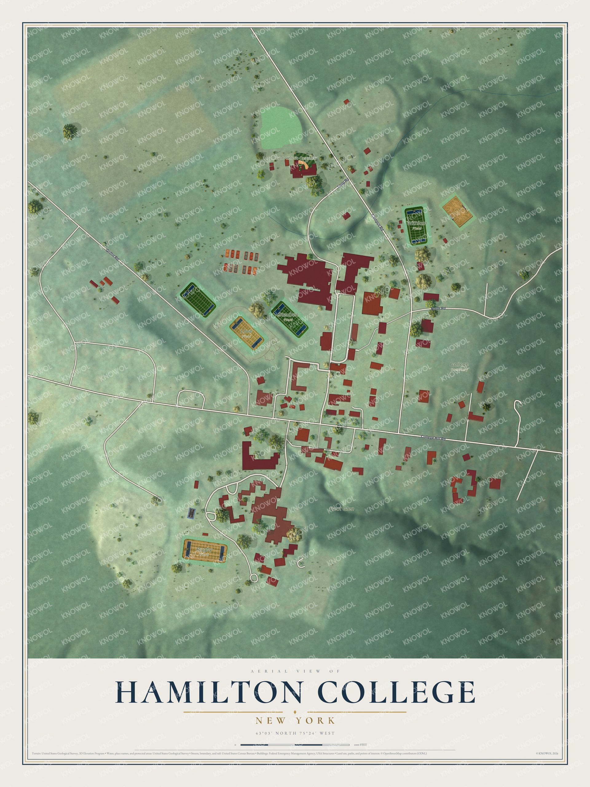 Watermarked full-map preview of Hamilton College, New York