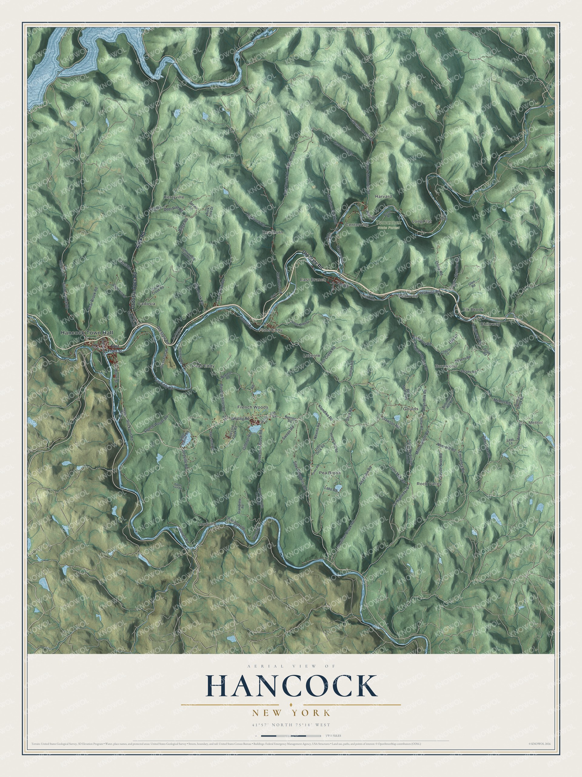 Watermarked full-map preview of Hancock, New York
