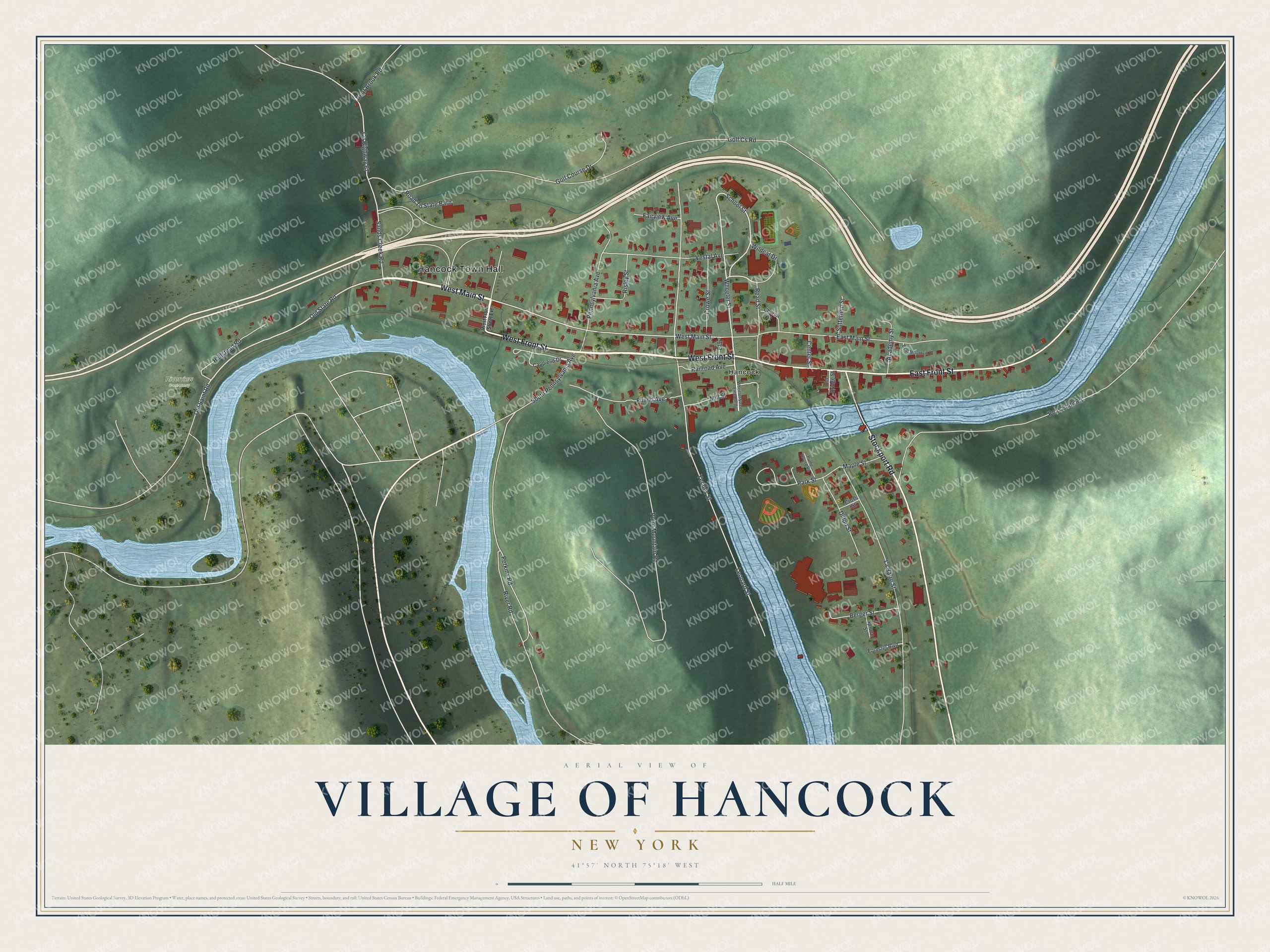 Watermarked full-map preview of Hancock, New York
